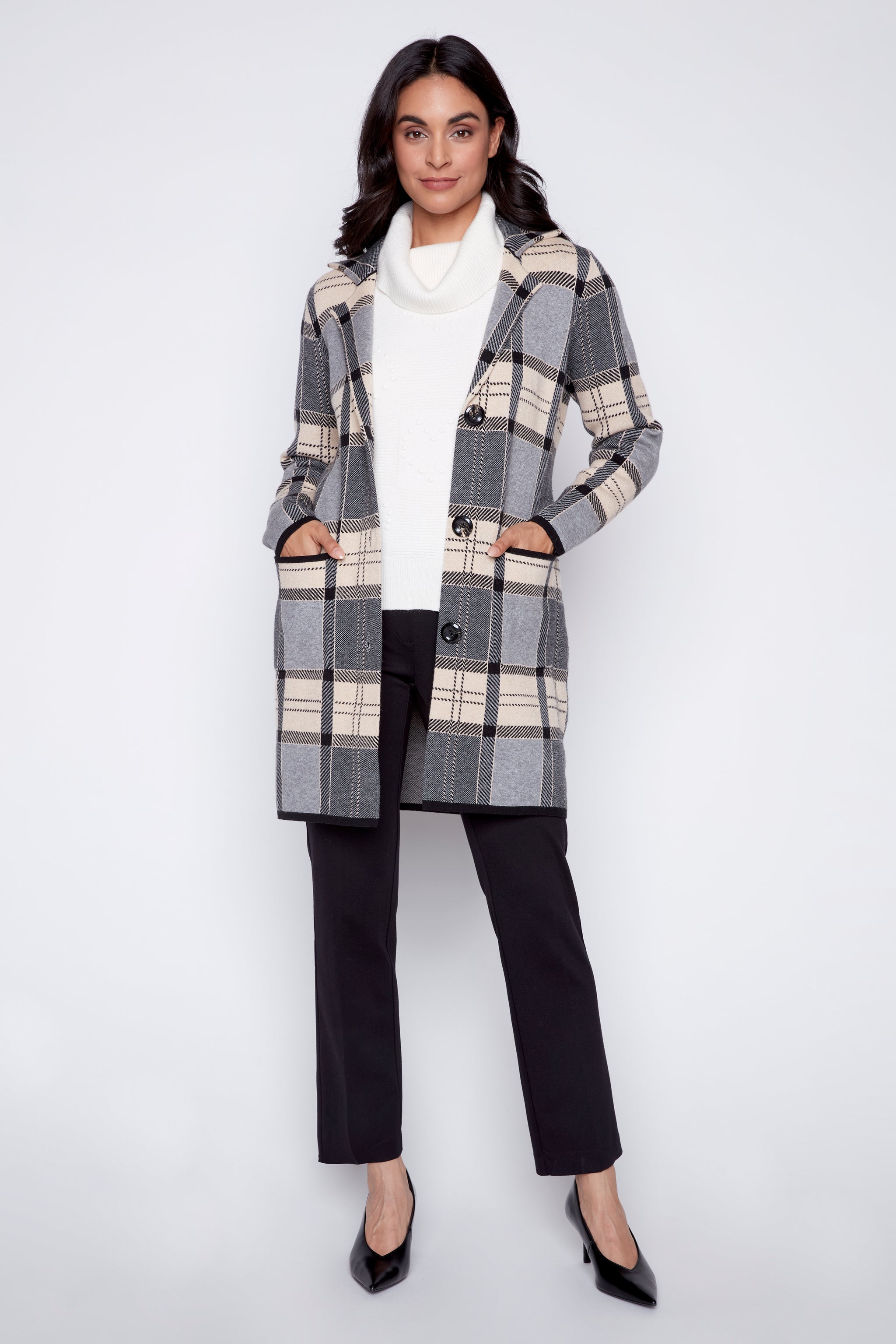 Plaid coatigan