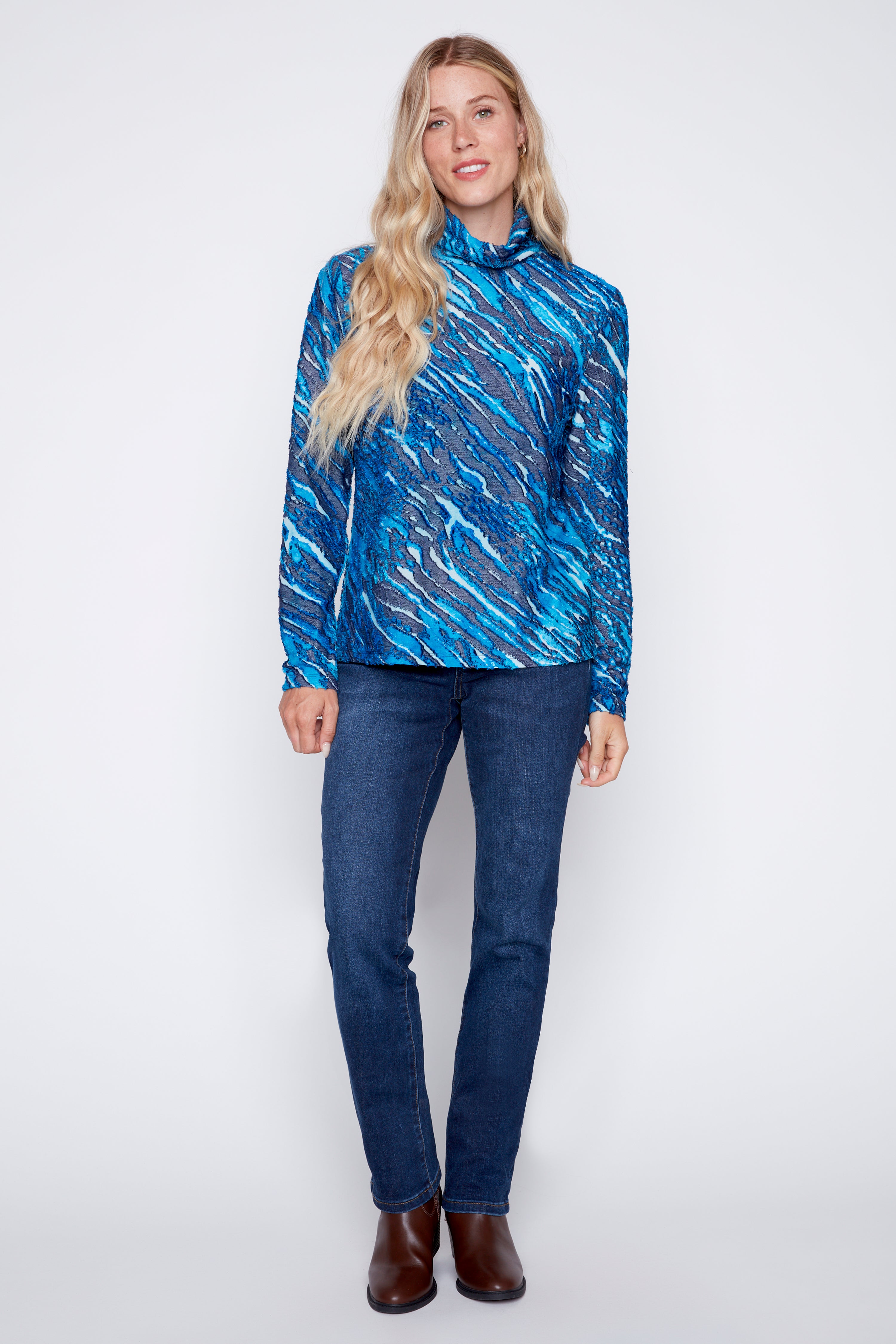 Zebra design jacquard top