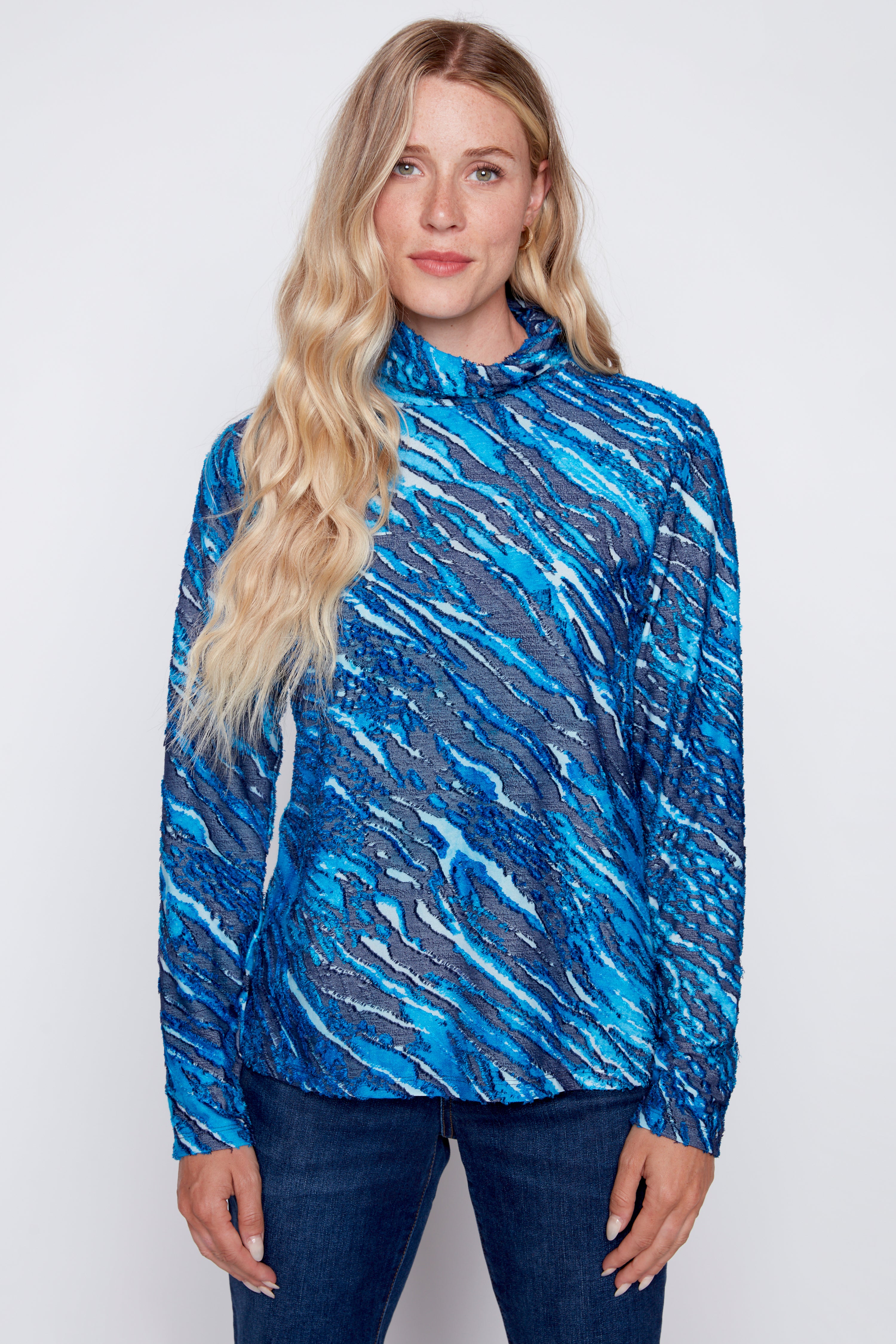 Zebra design jacquard top