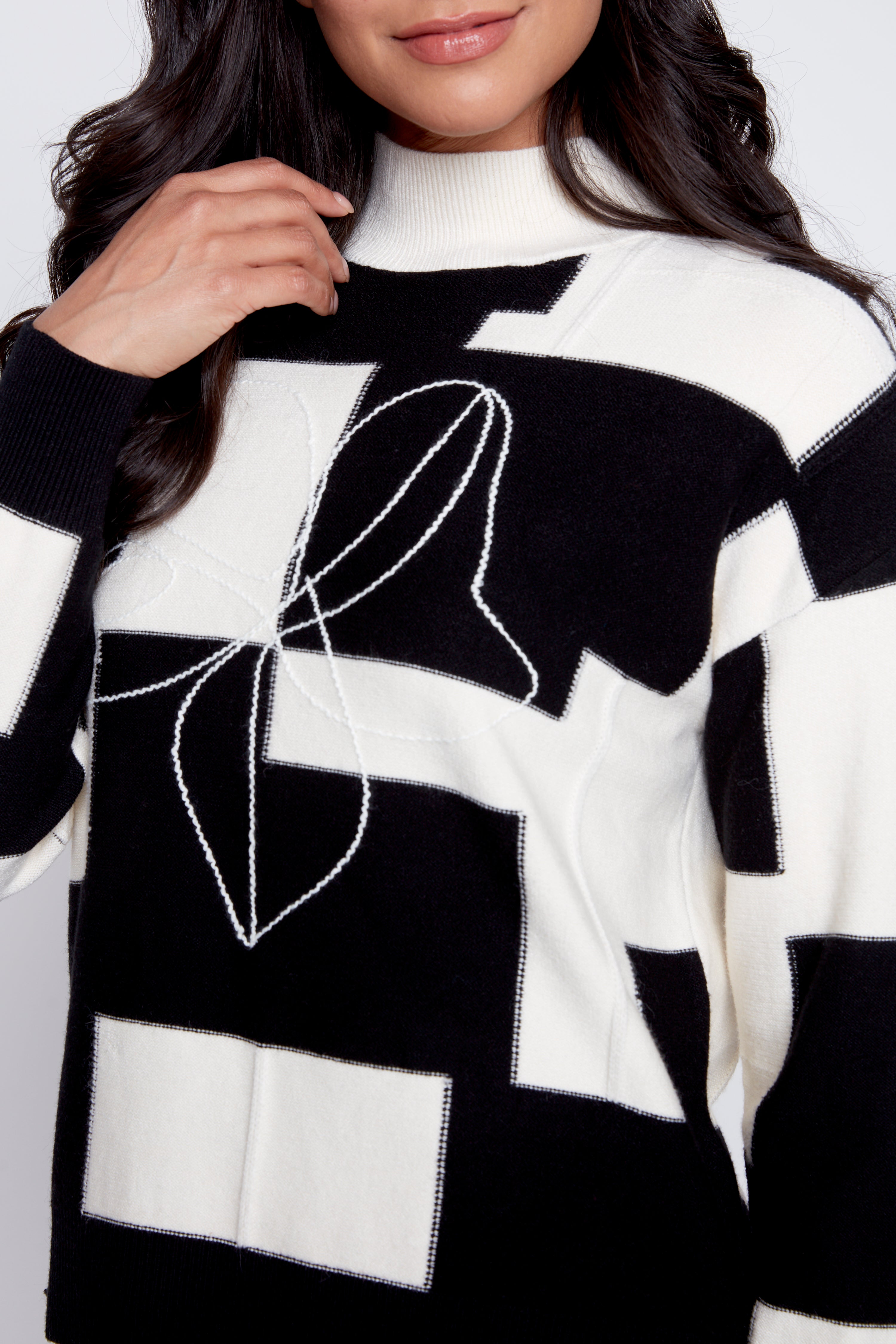 Black and white check design sweater