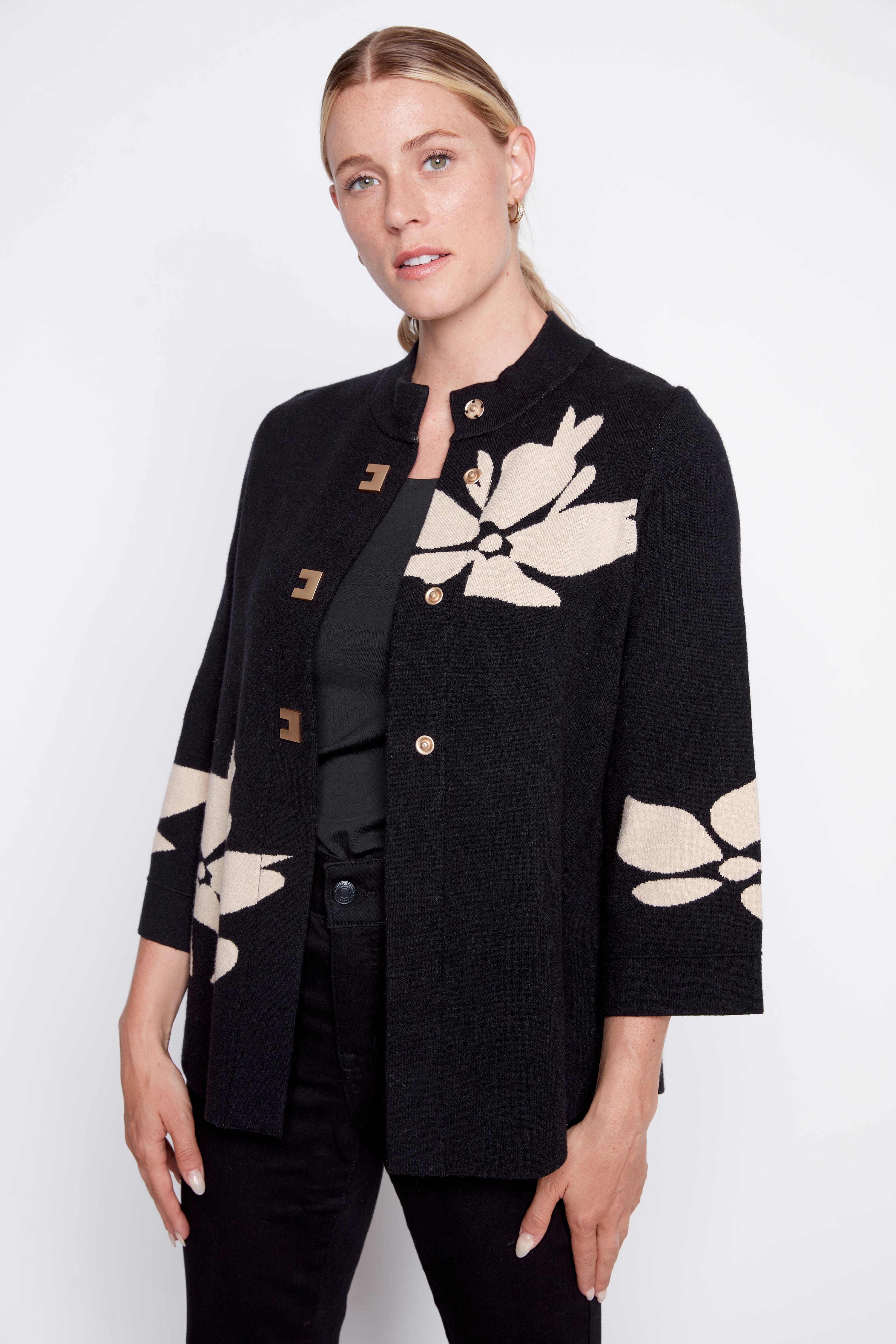 Floral design cardigan