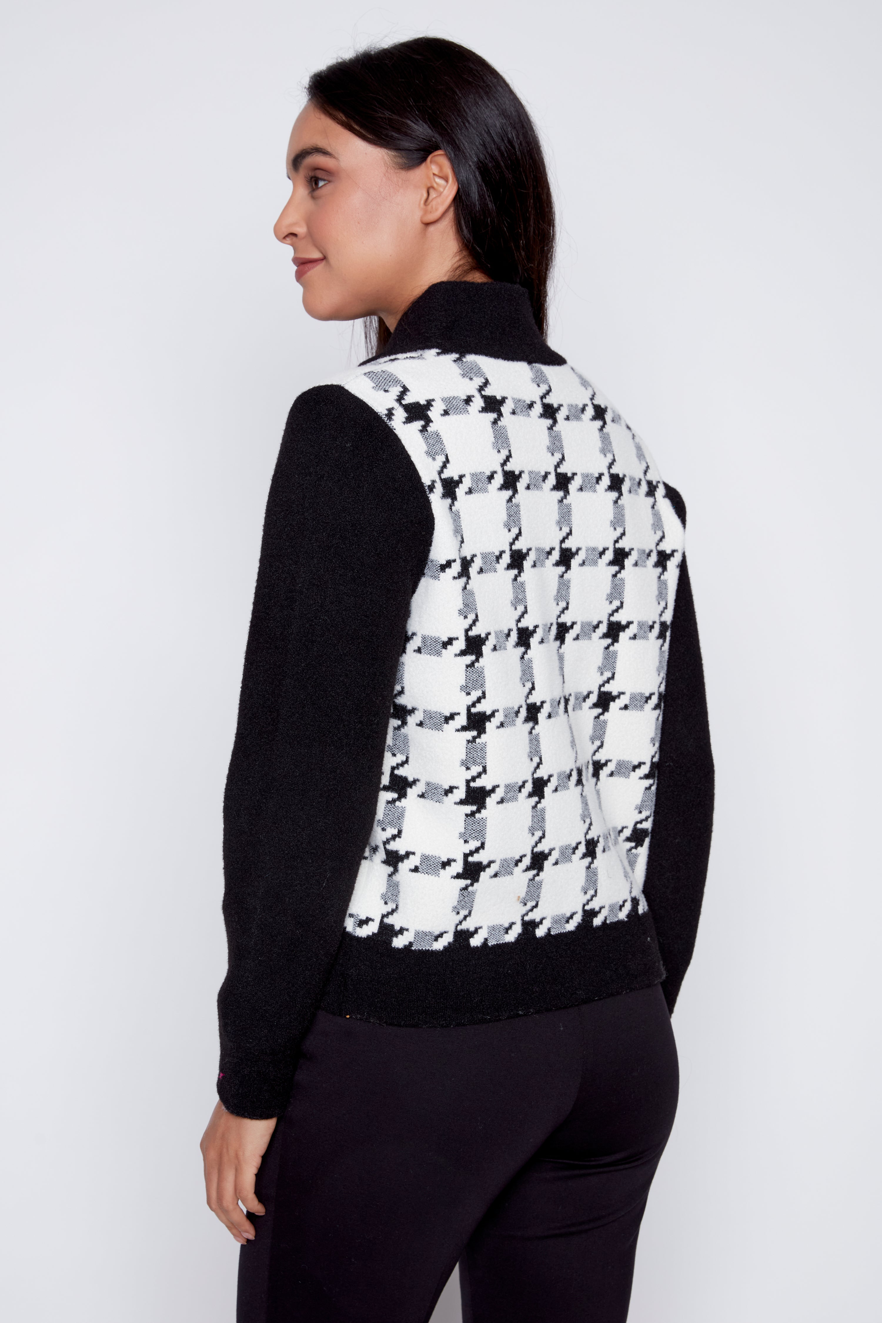 Houndstooth design cardigan