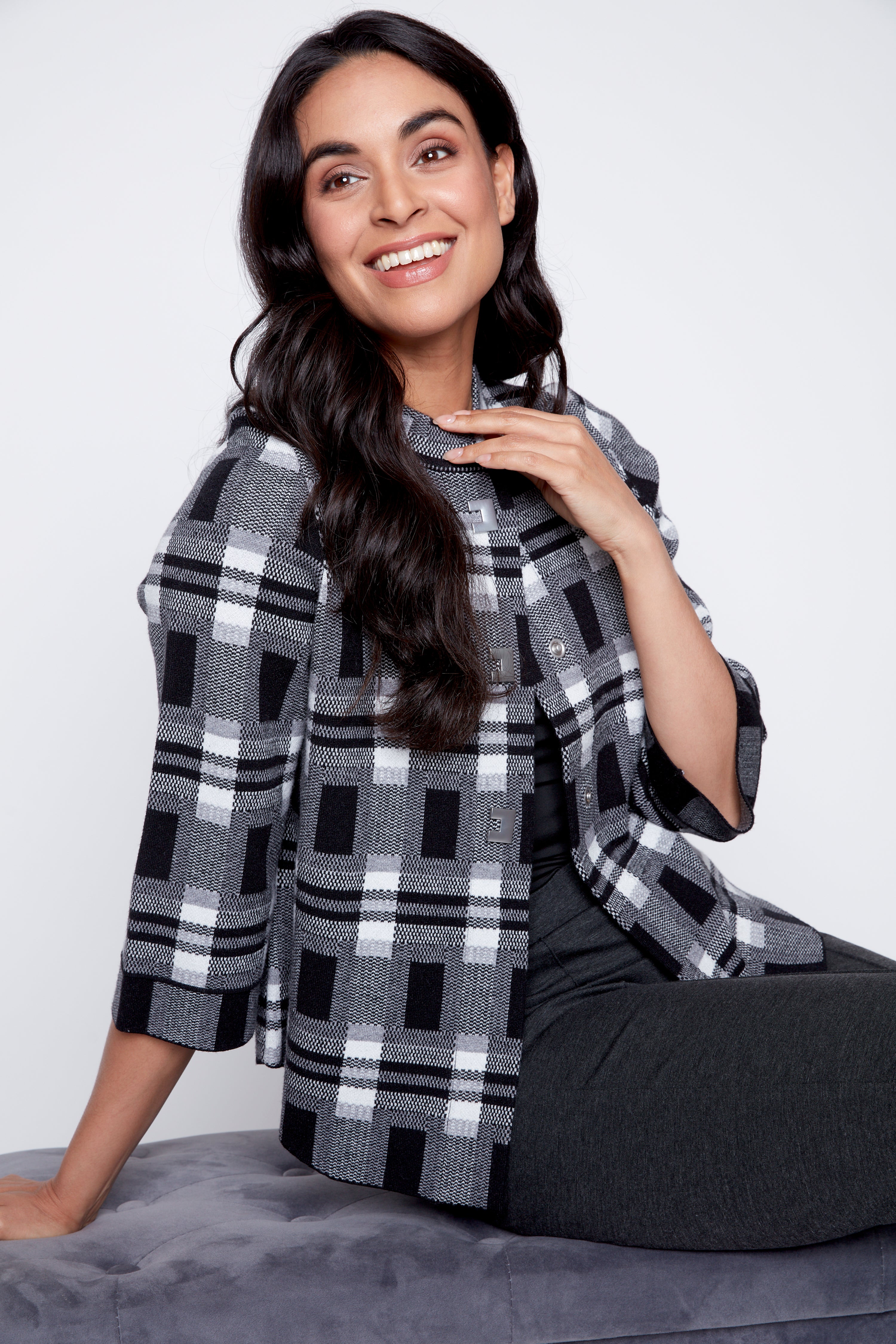 Check design cardigan