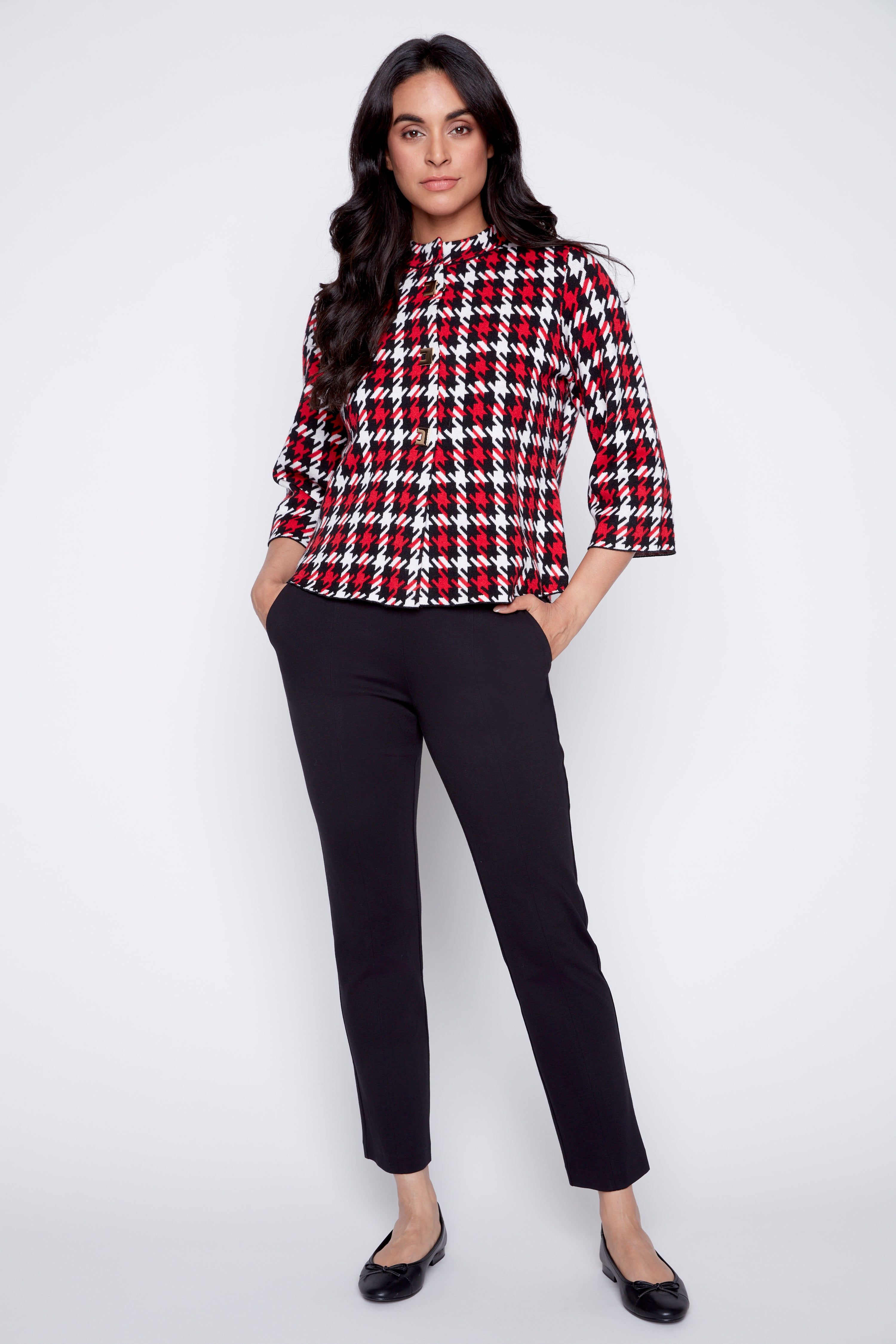 Houndstooth design cardigan