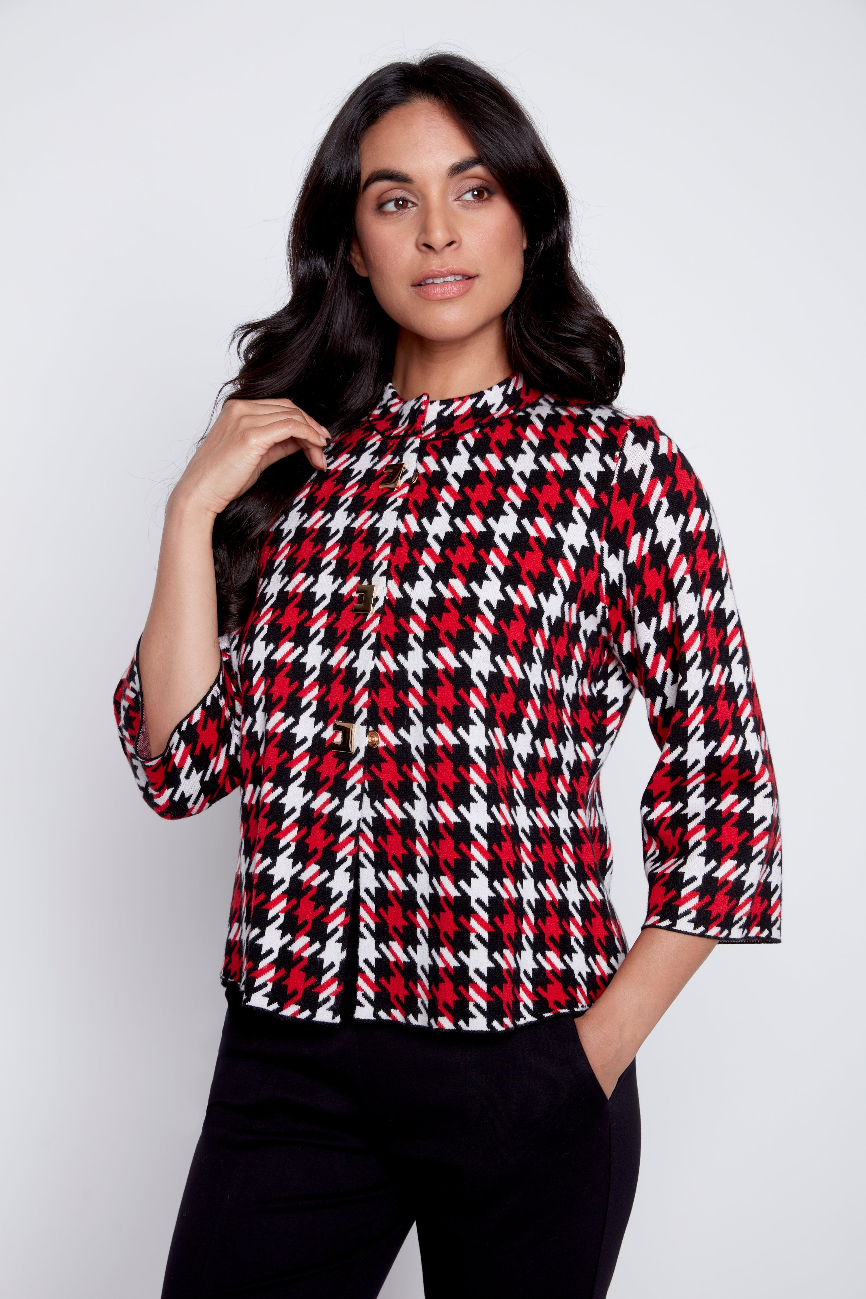 Houndstooth design cardigan