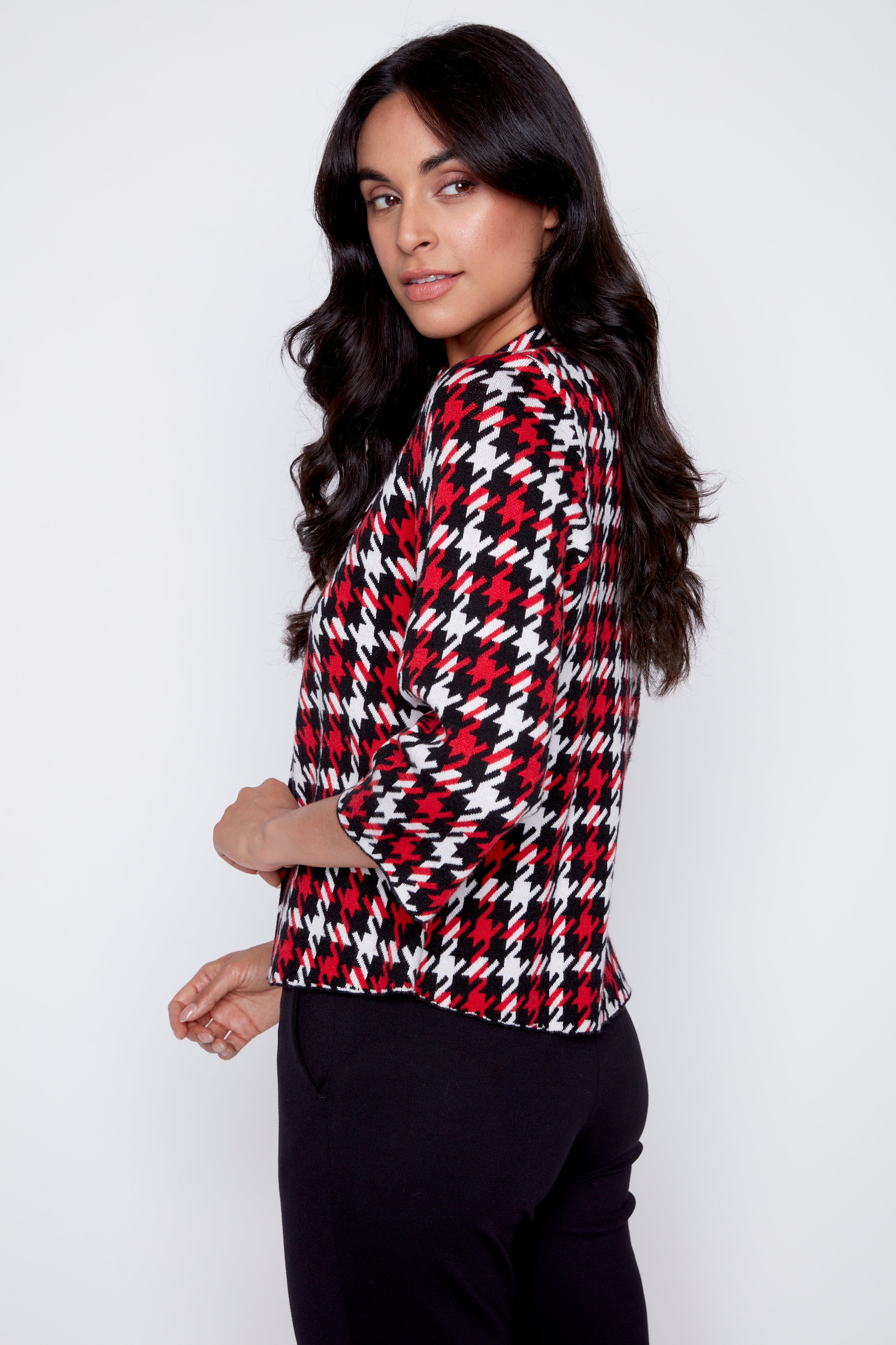 Houndstooth design cardigan