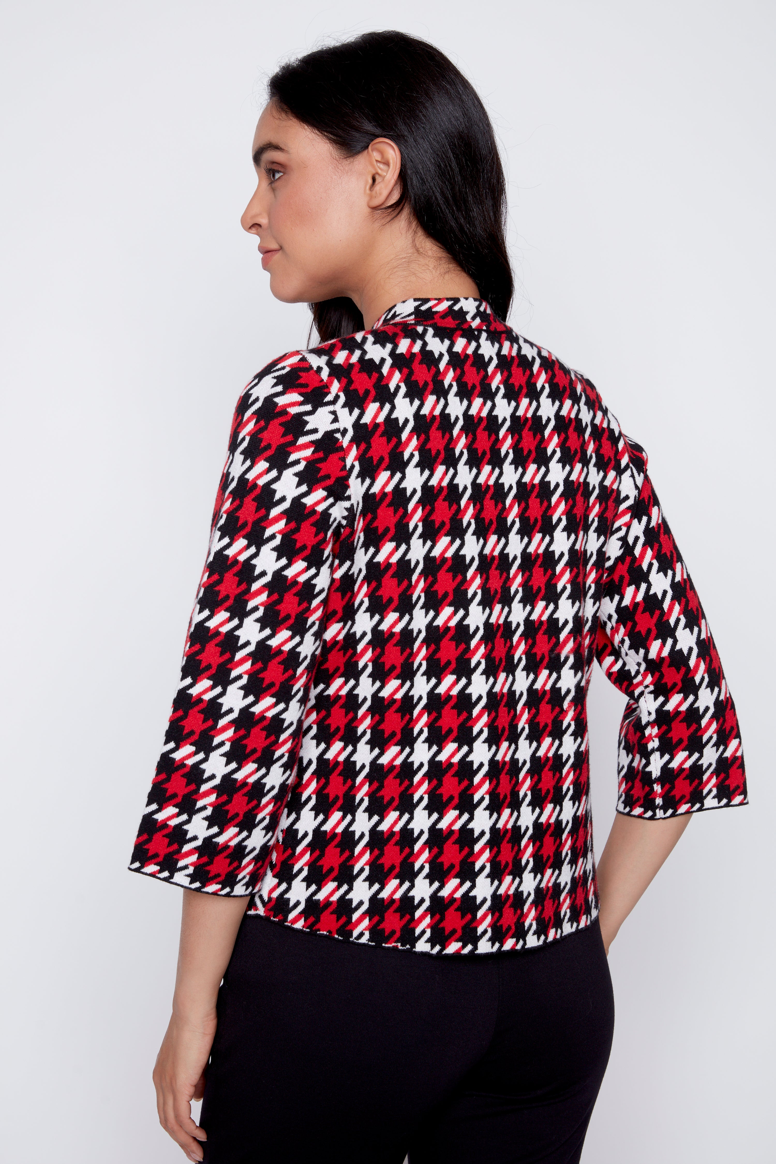 Houndstooth design cardigan
