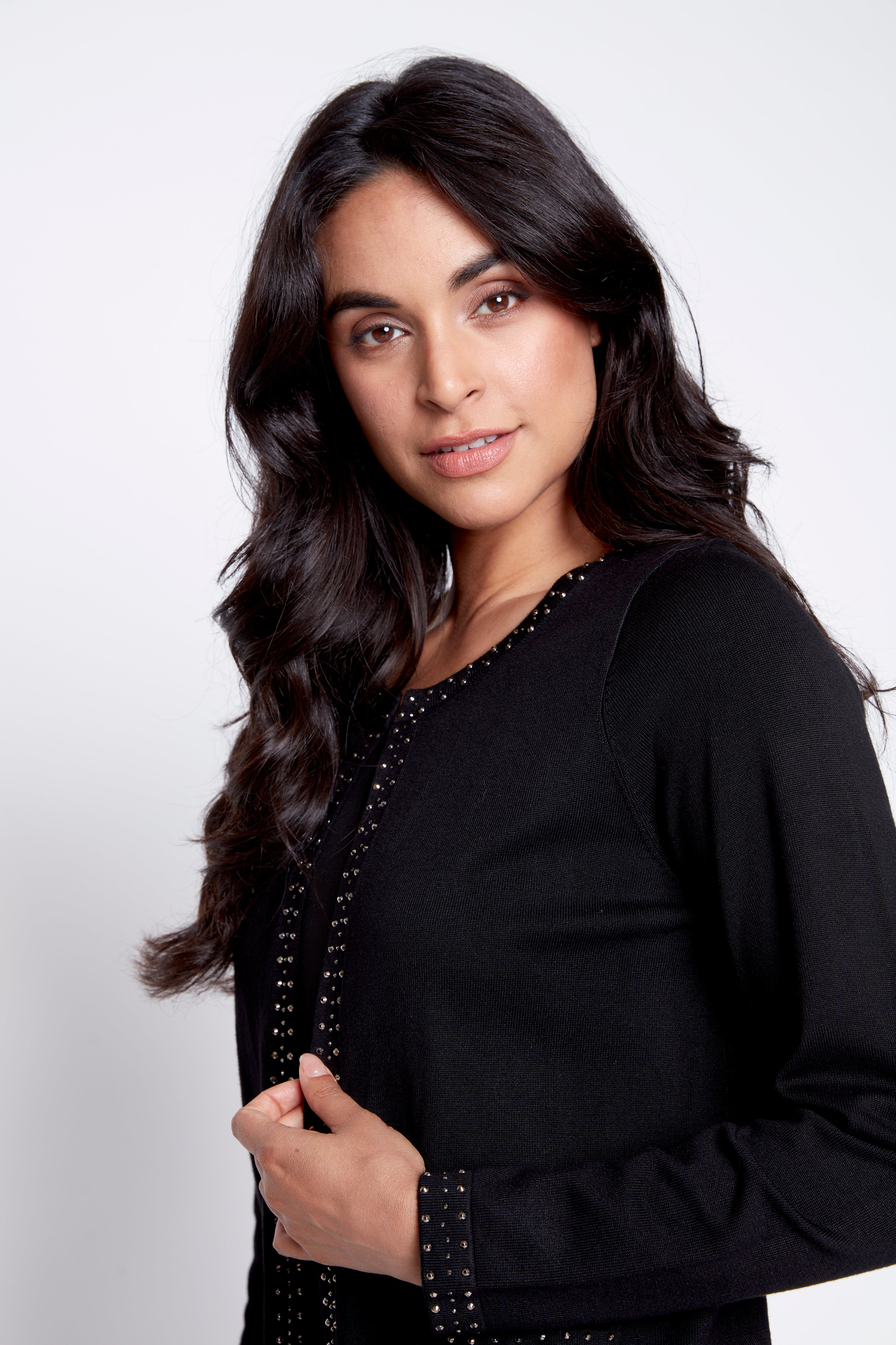 Rhine stud trim cardigan