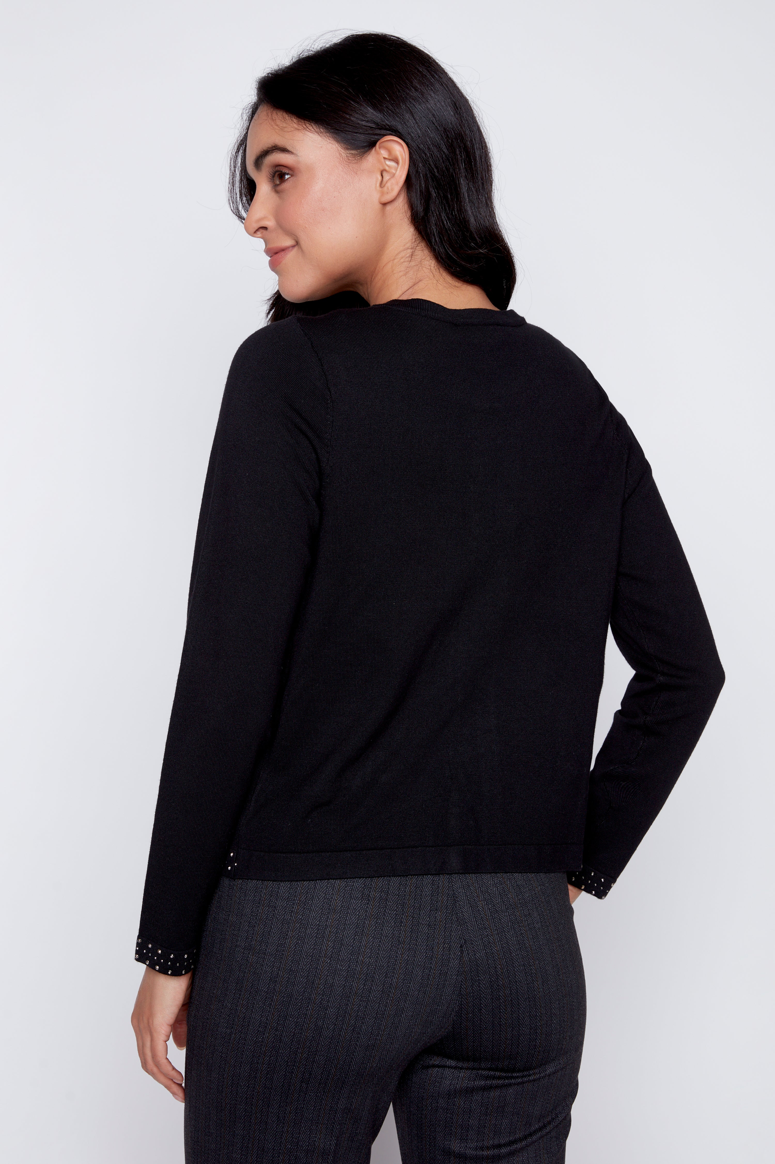 Rhine stud trim cardigan