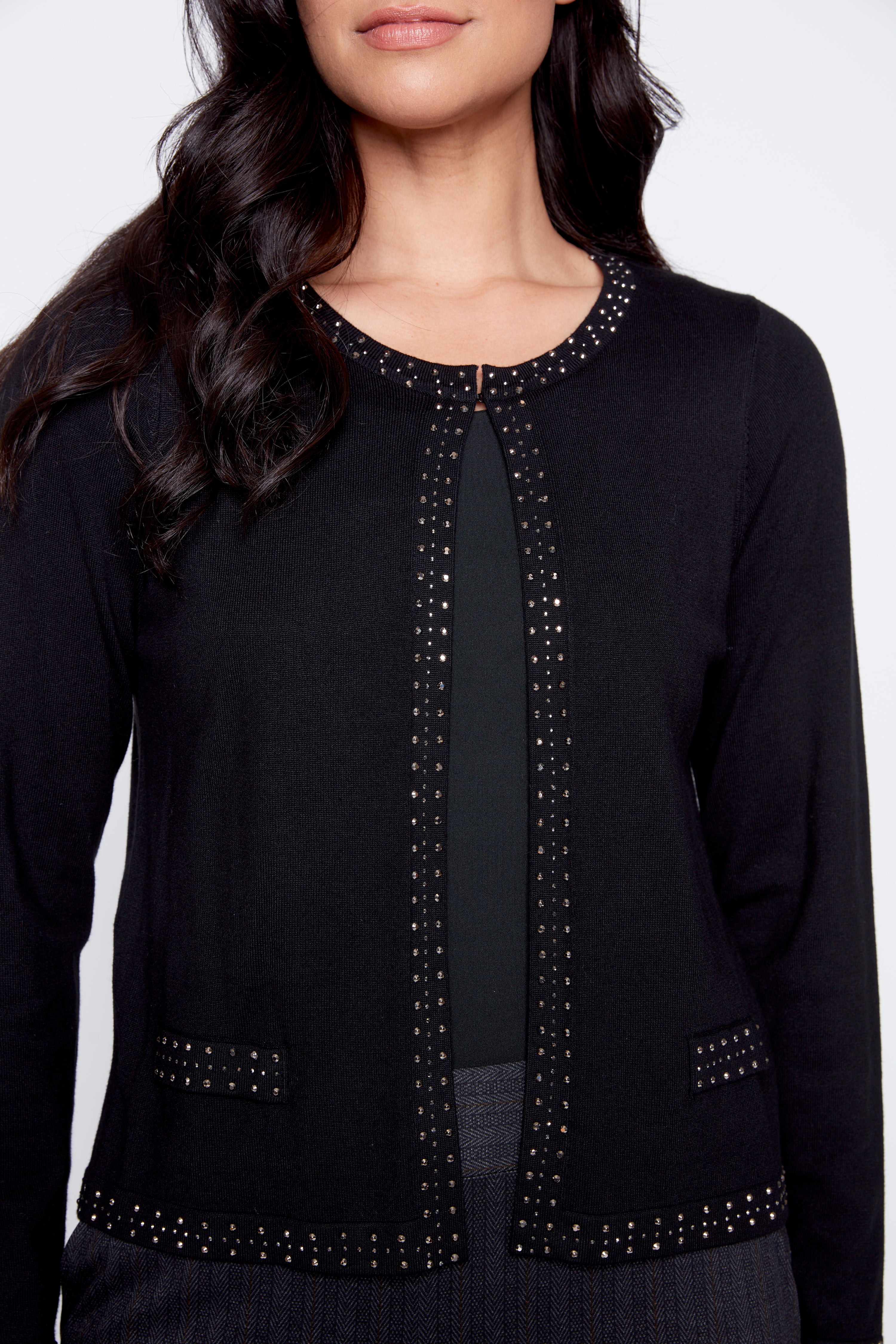 Rhine stud trim cardigan