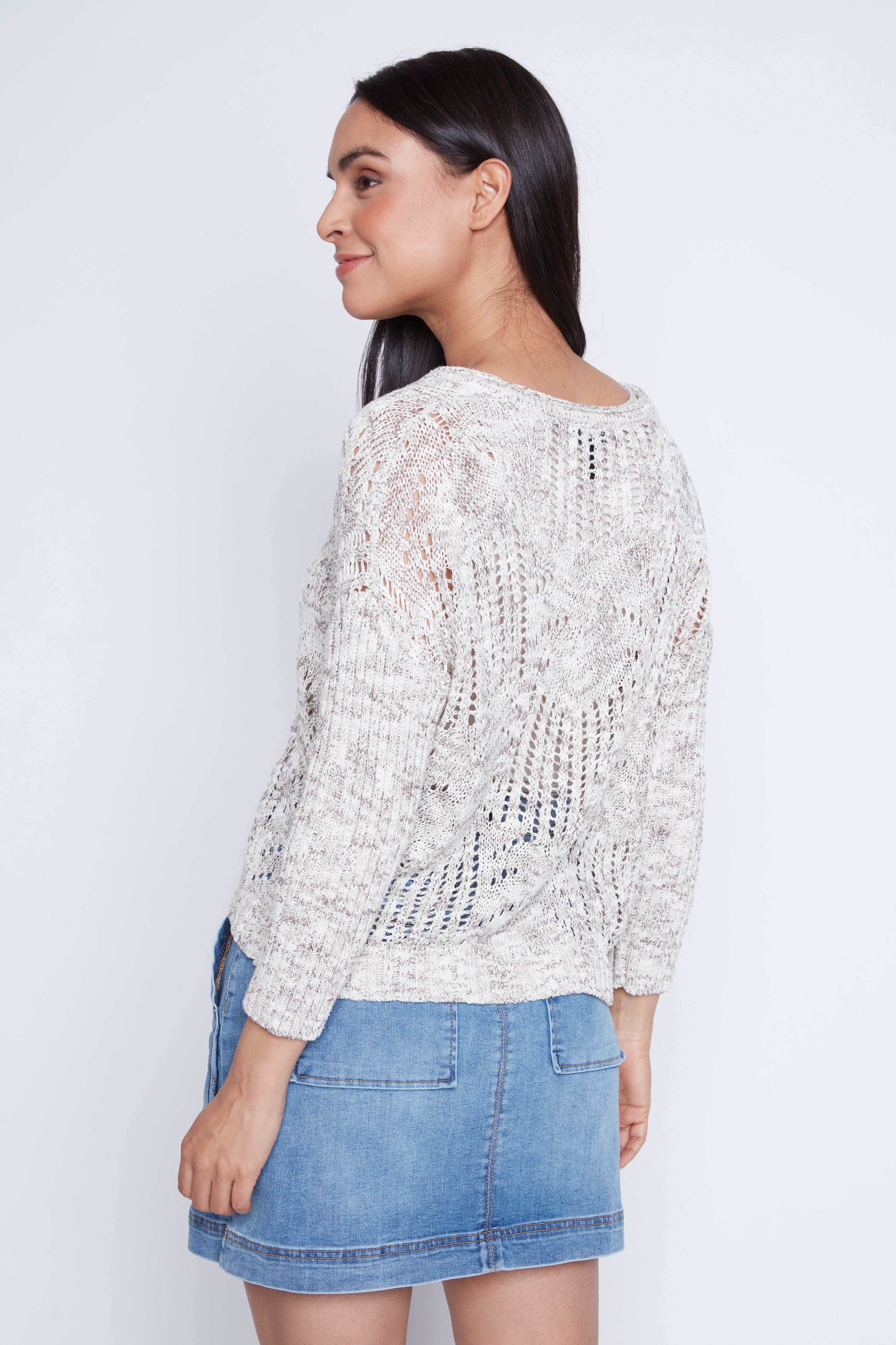 Open weave crochet sweater