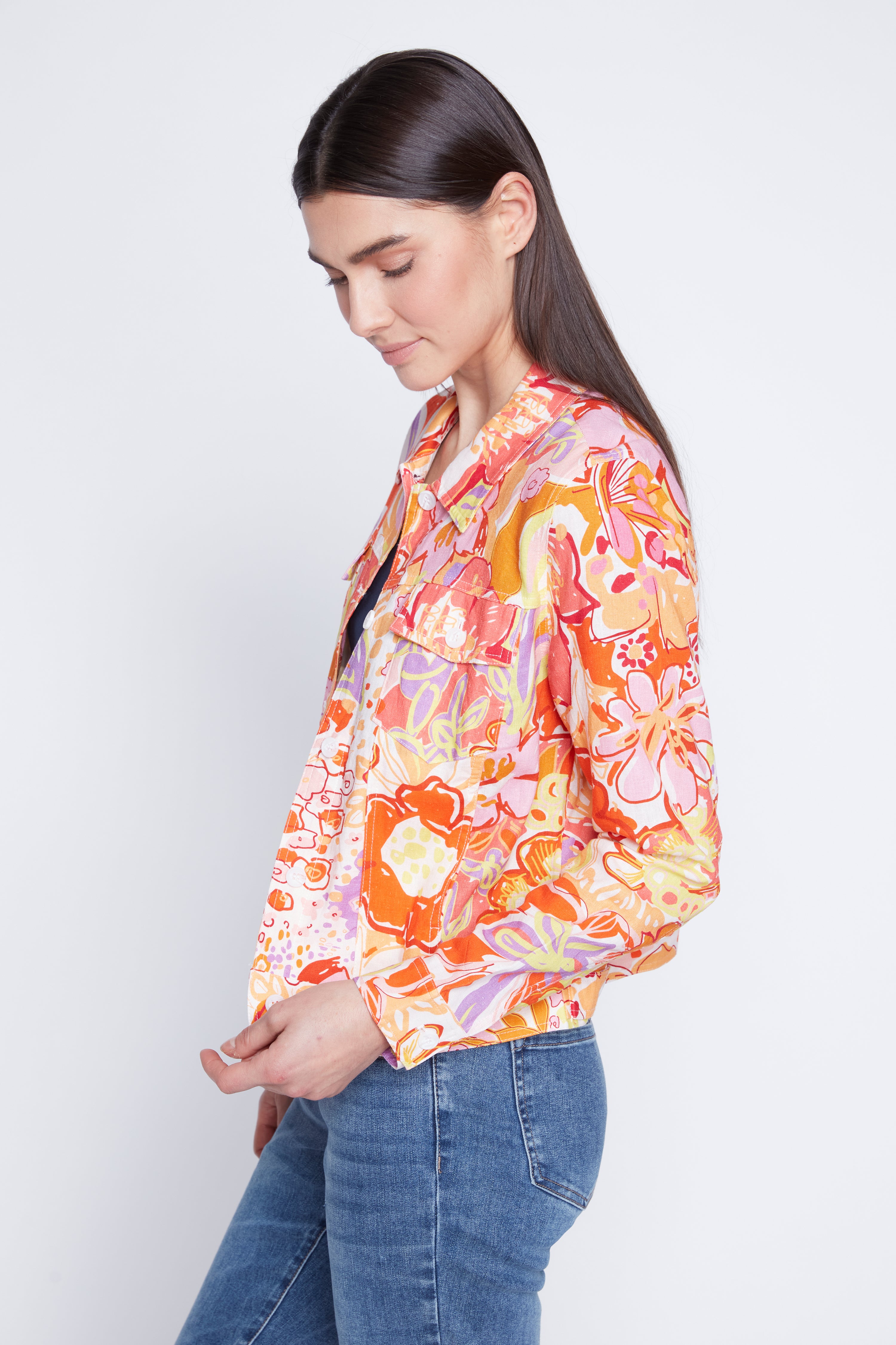 La veste en lin à imprimé floral