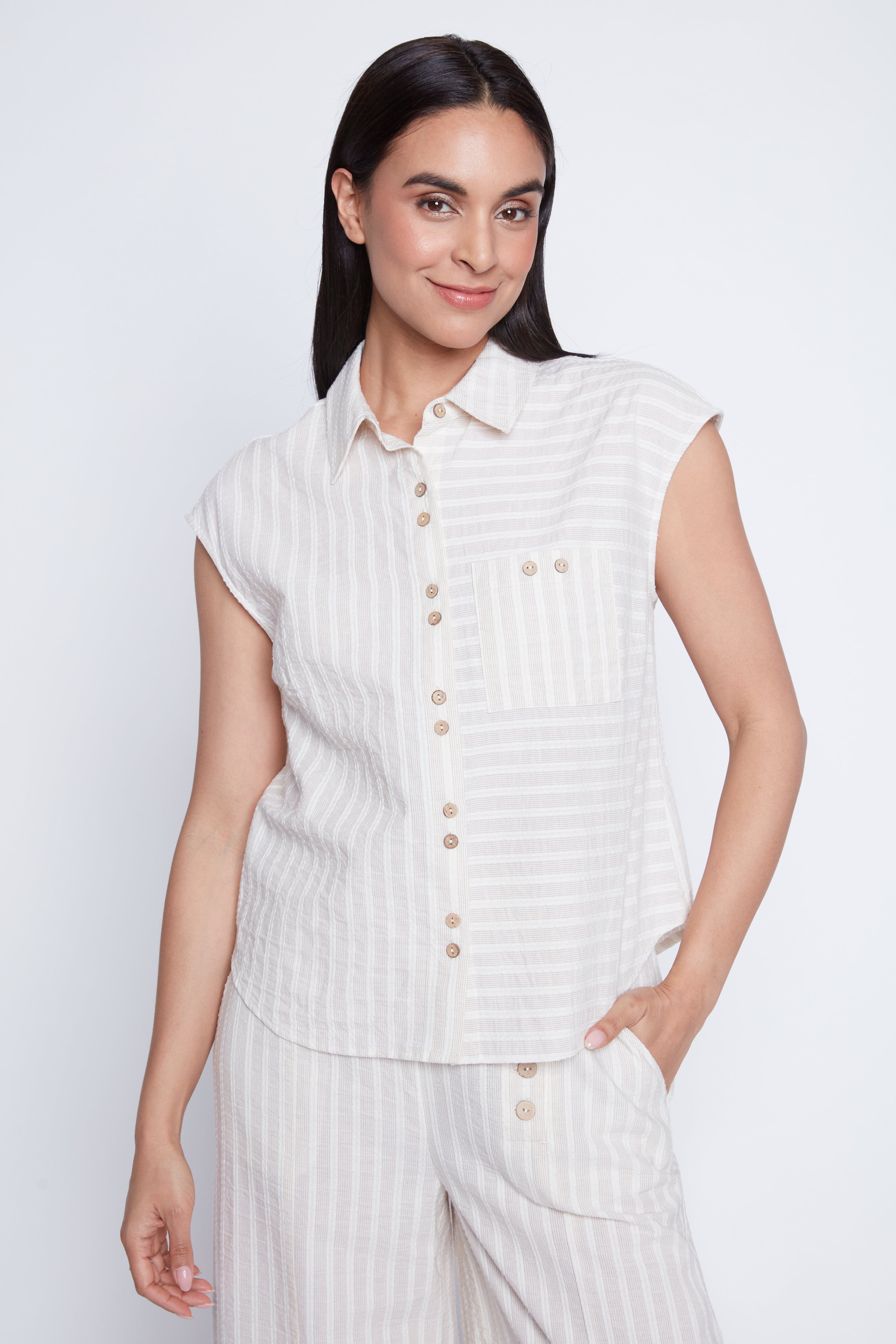 Stripe cotton blouse