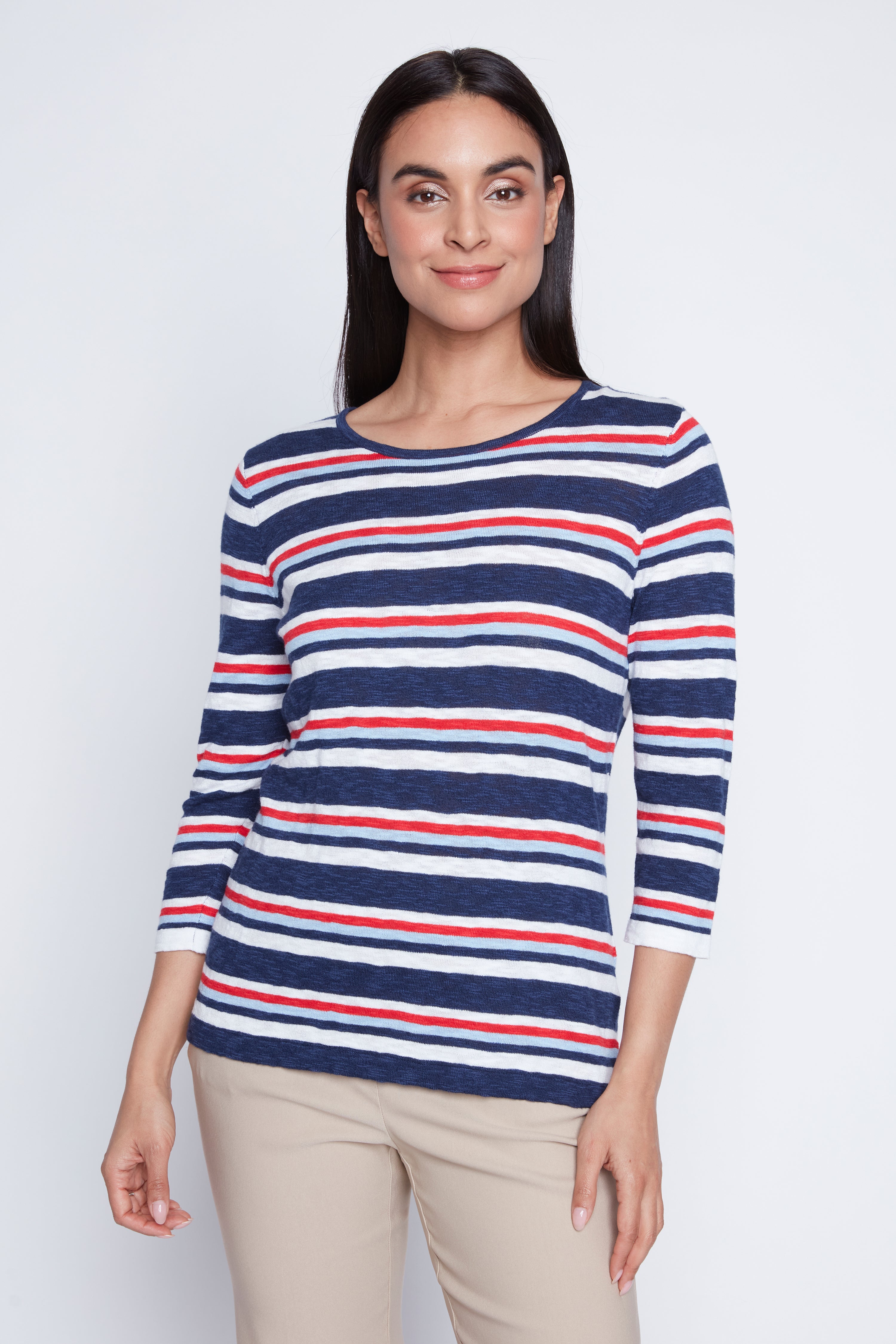 Multi stripe cotton sweater
