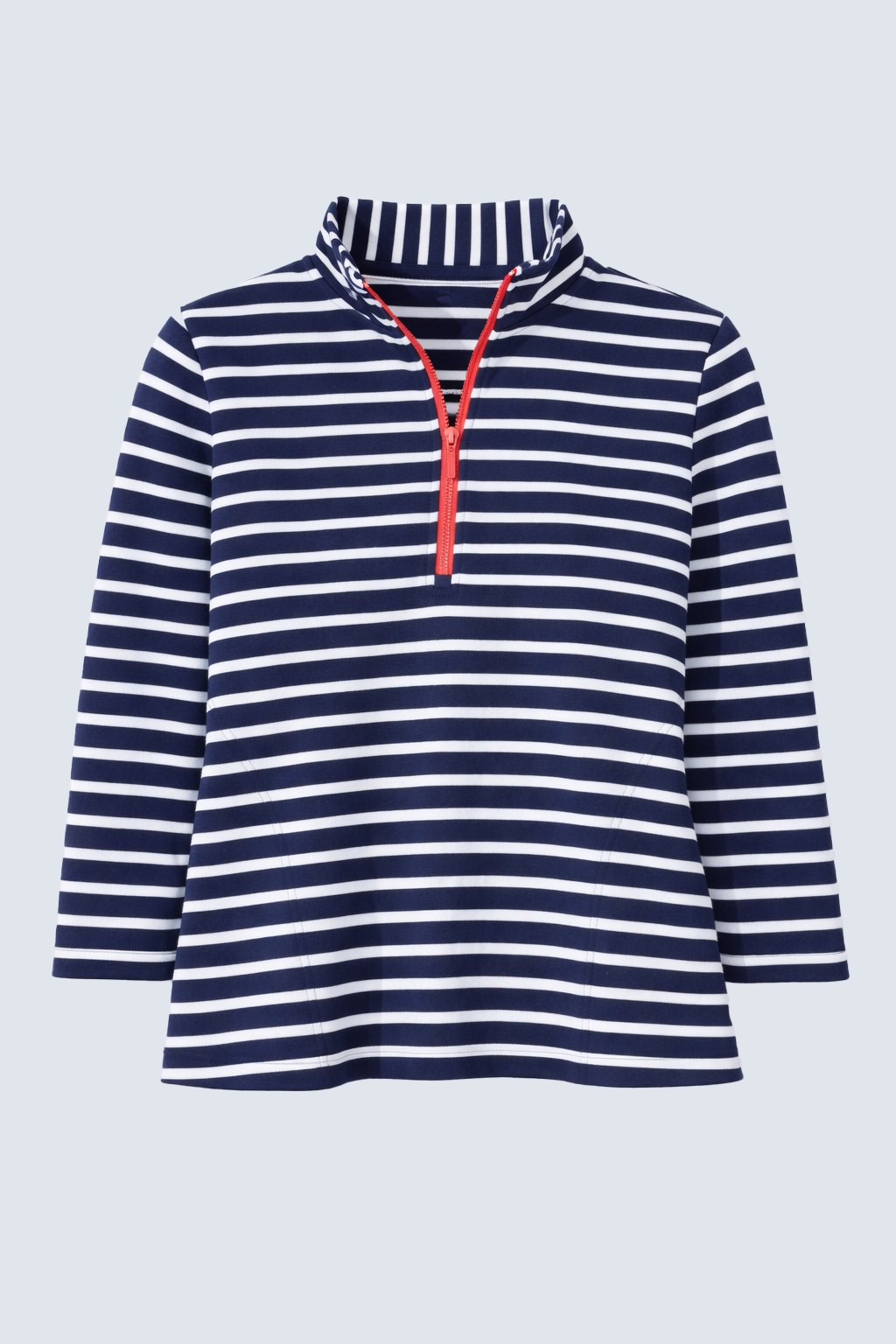 Zip mock neck striped t-shirt