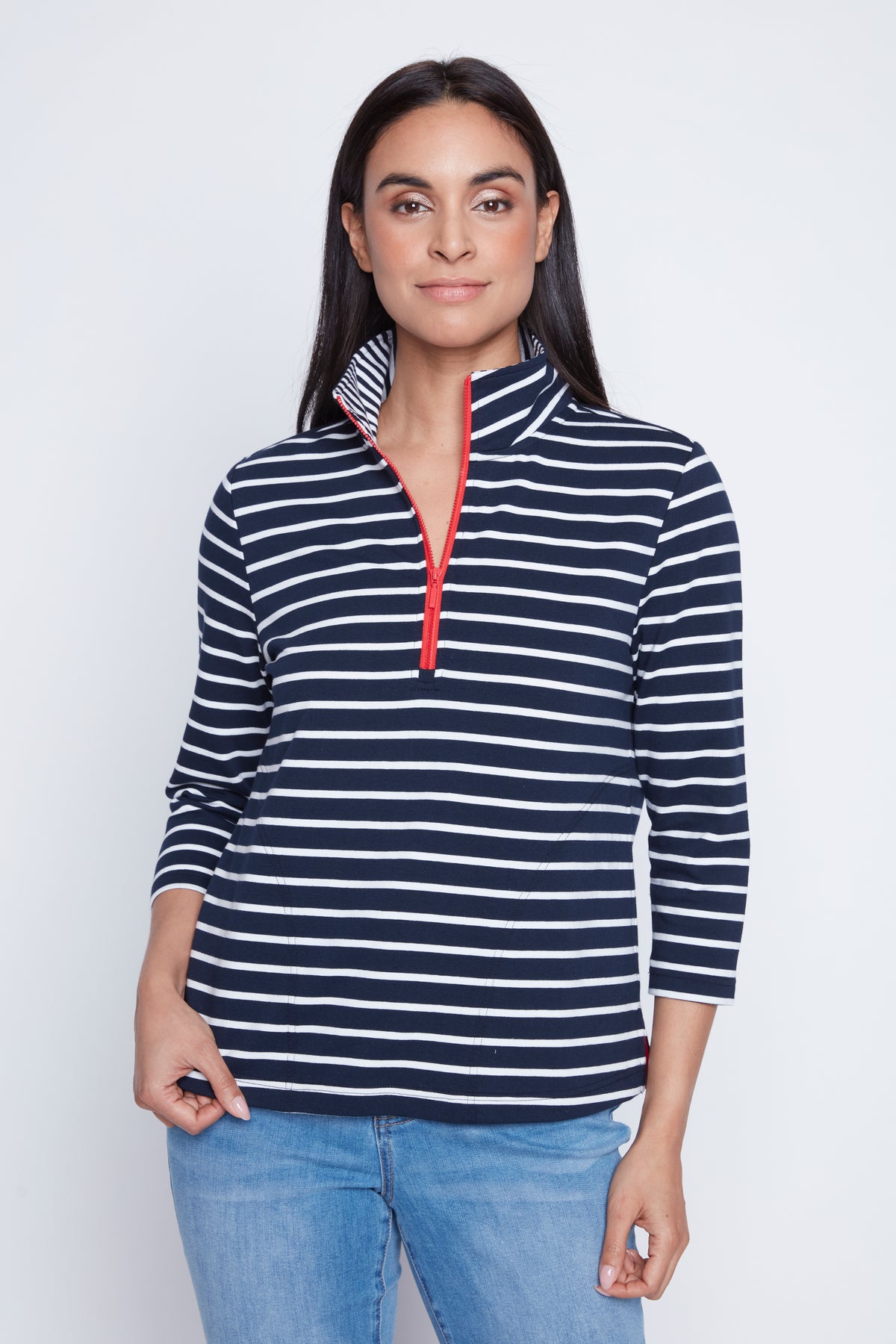 Habit Long à Capuche Bleu Sarcelle Rayé, Fermeture éclair – Look Décontracté