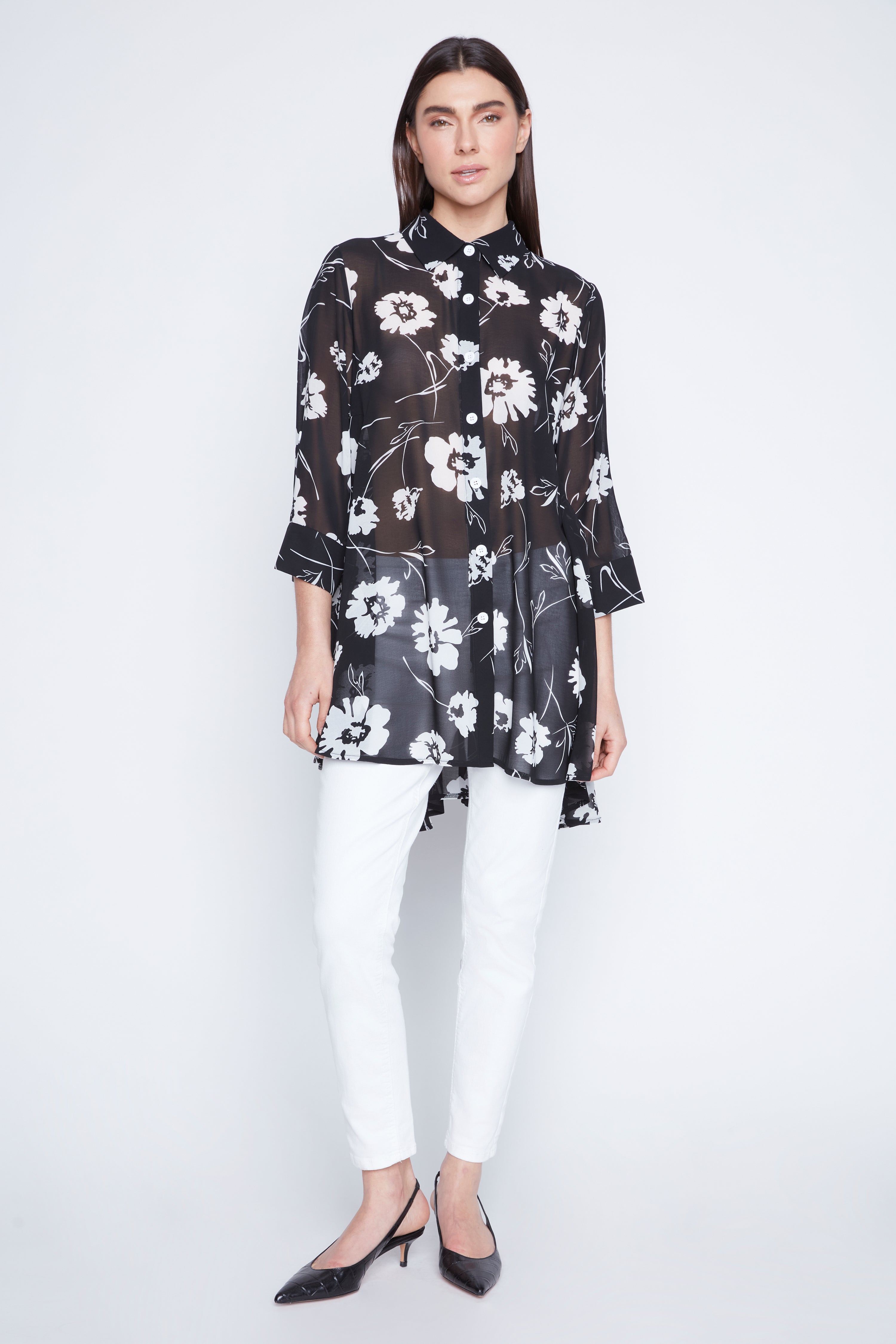 Three way convertible chiffon blouse