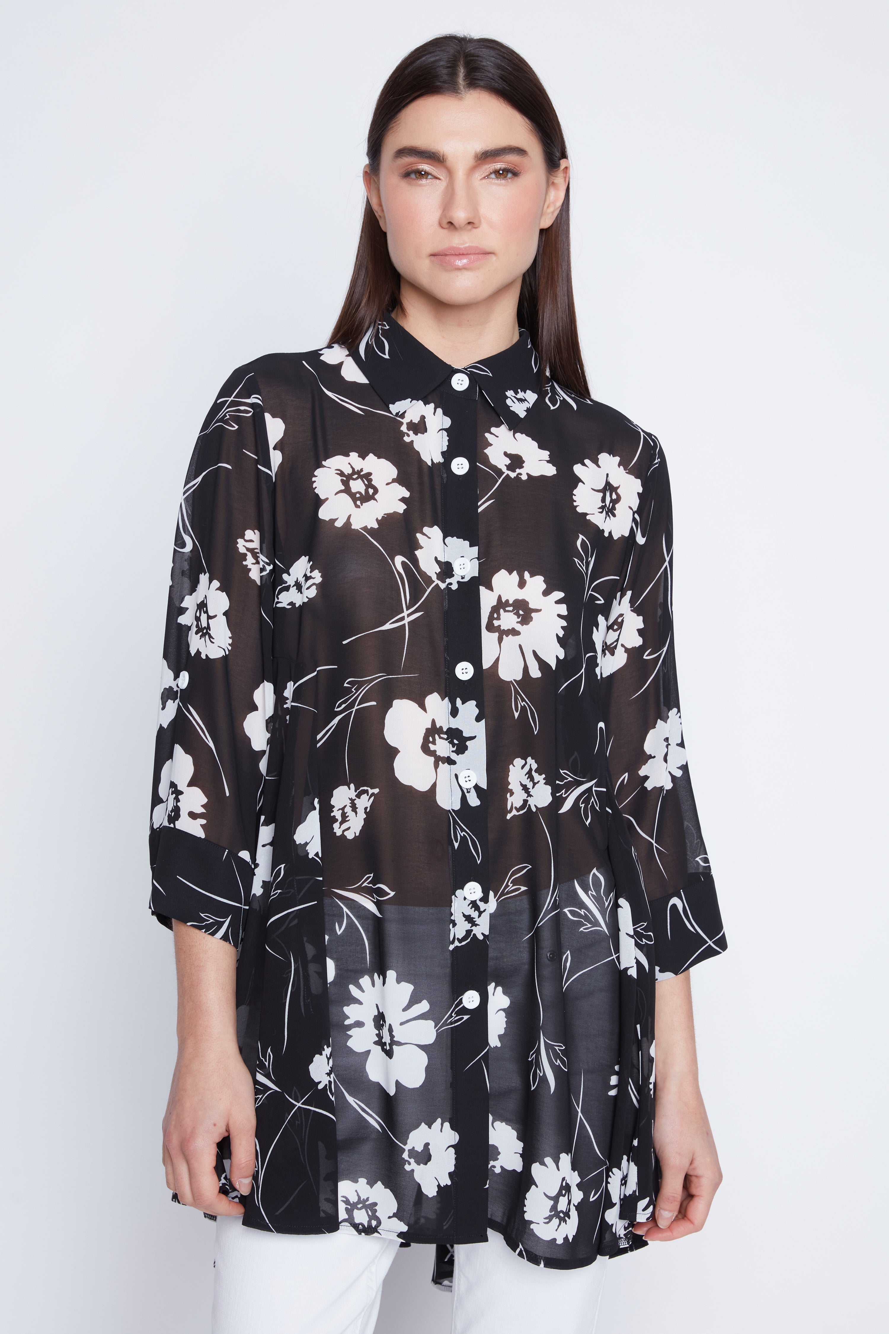 Three way convertible chiffon blouse