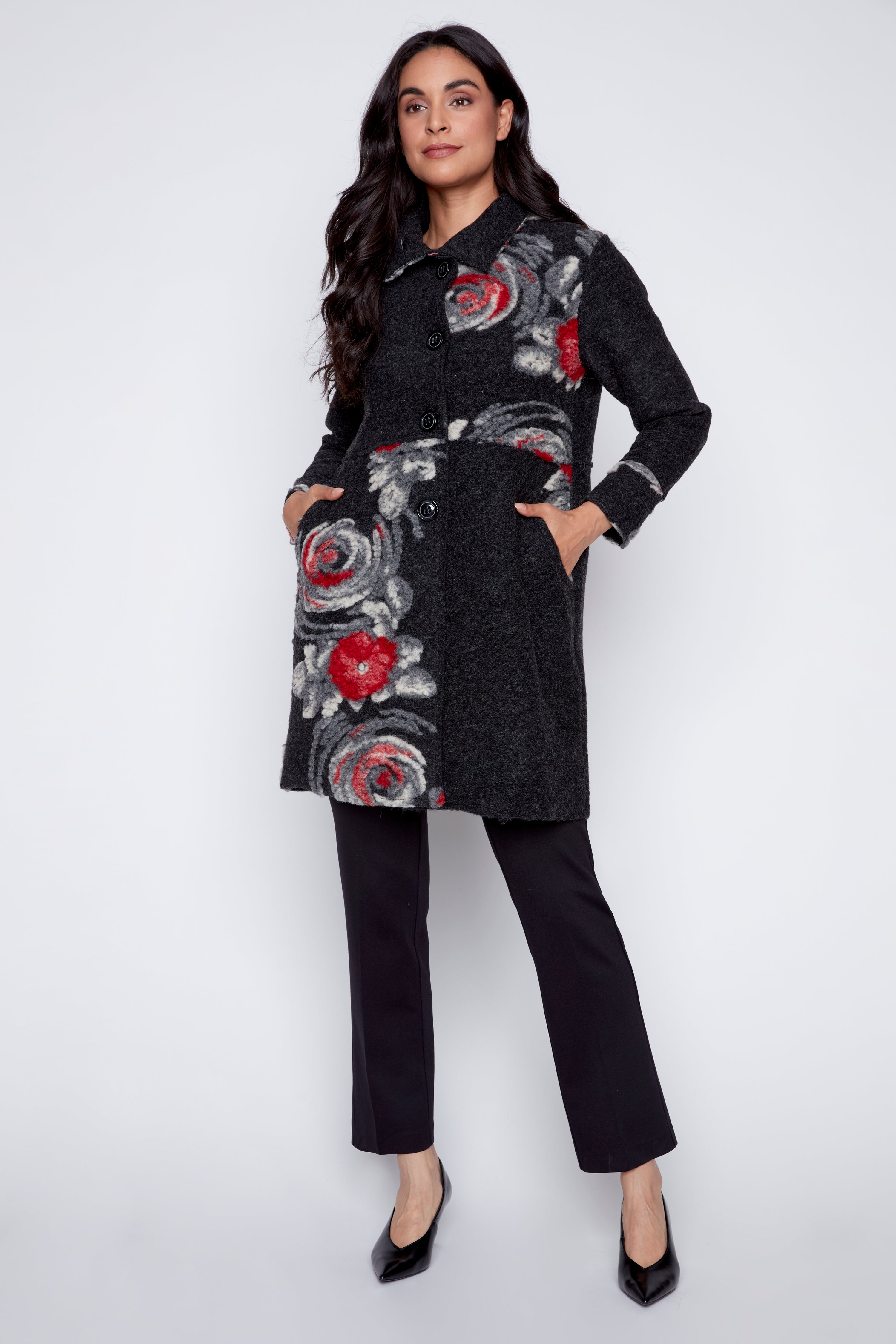Embroidered boiled wool jacket