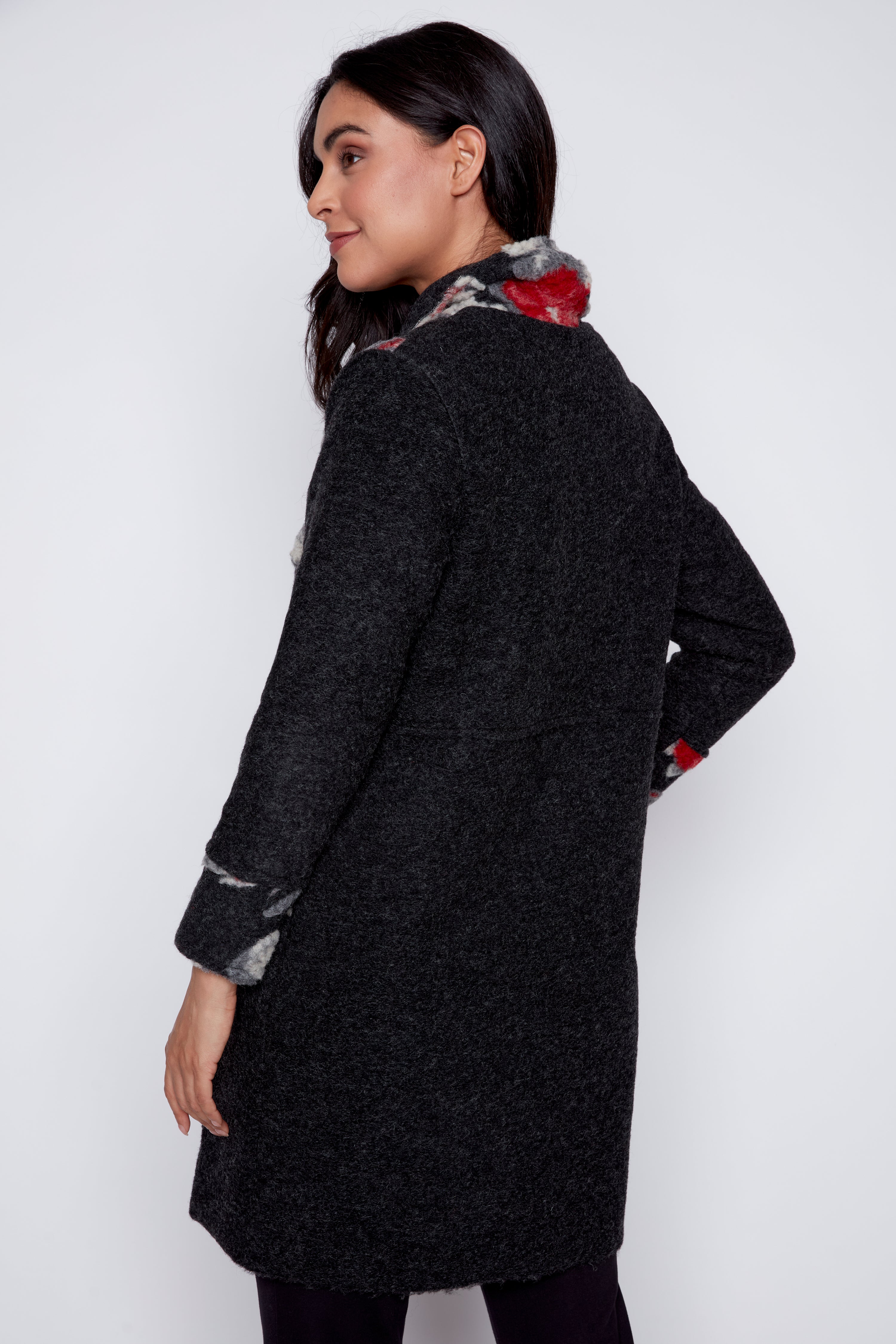 Embroidered boiled wool jacket