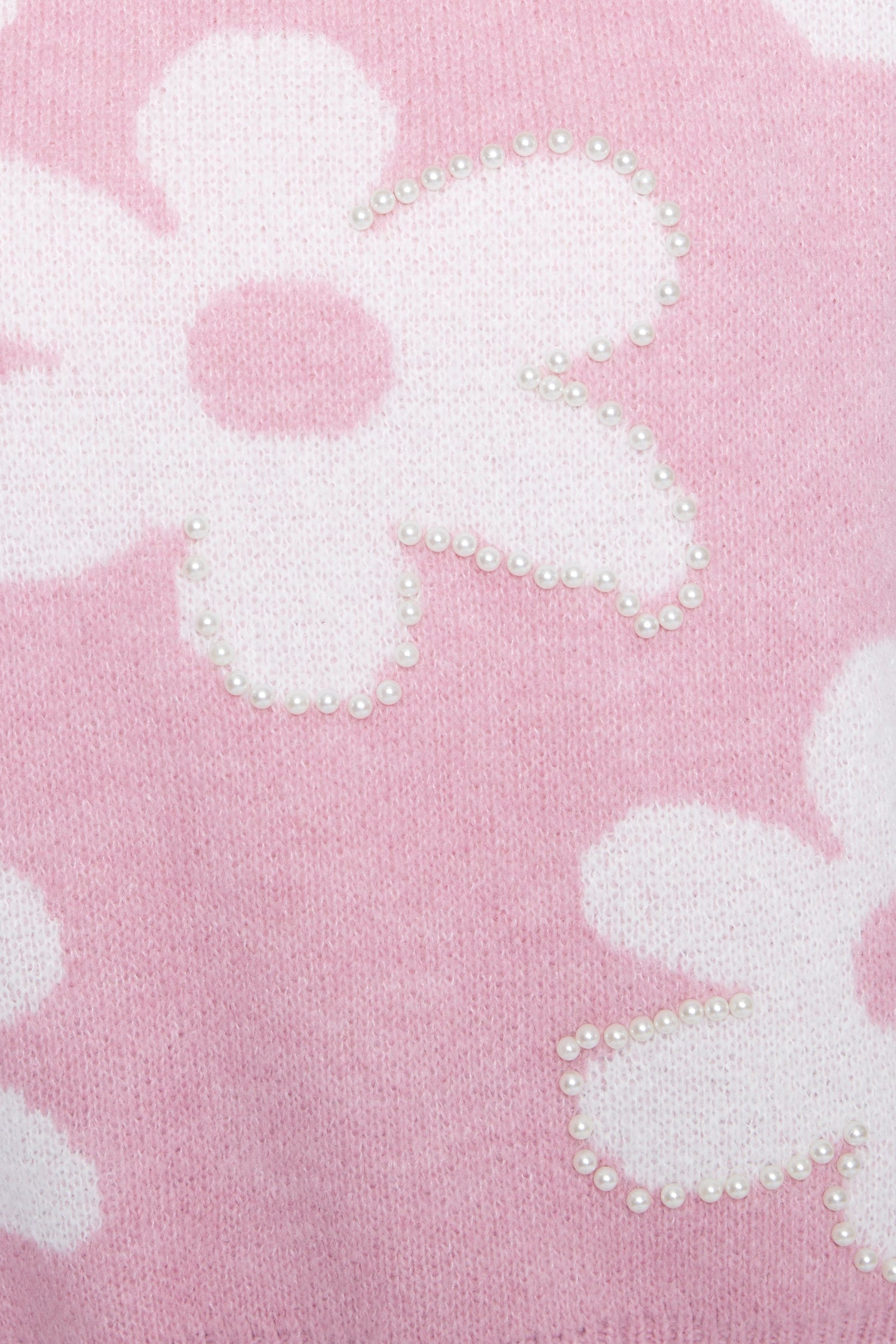 Flower with pearl detail wool blend sweater