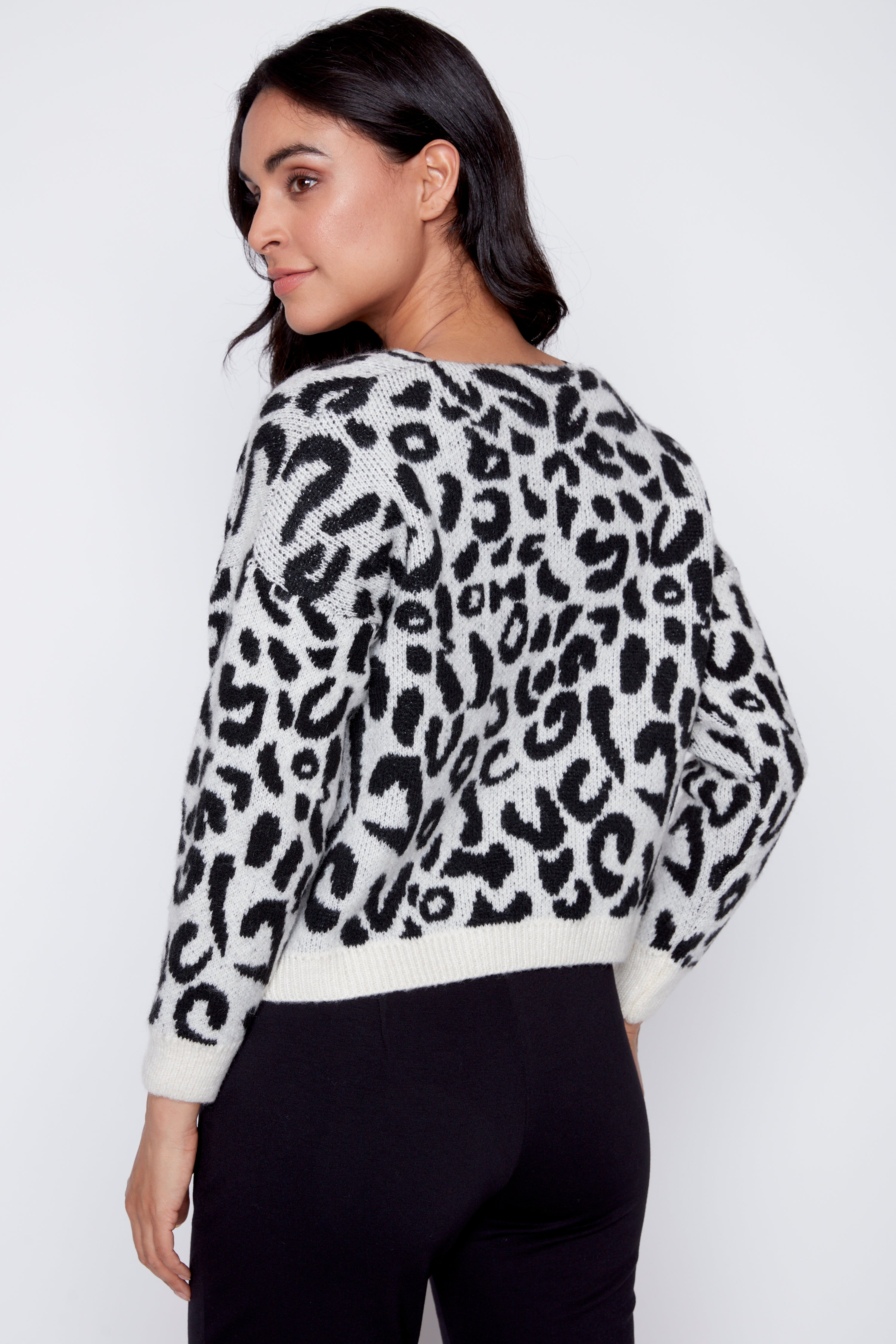 Animal print tie front cardigan