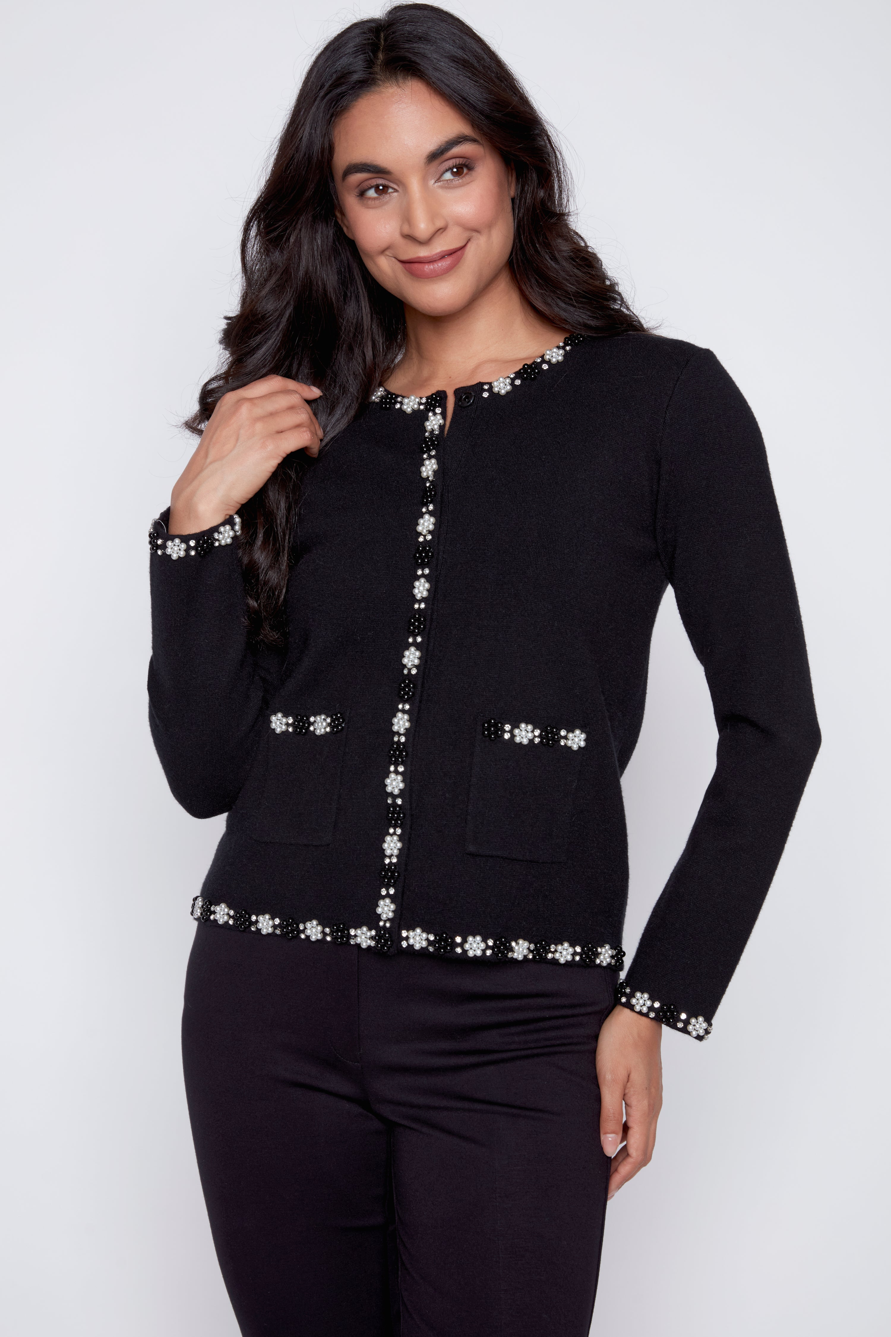 Pearl trim cardigan