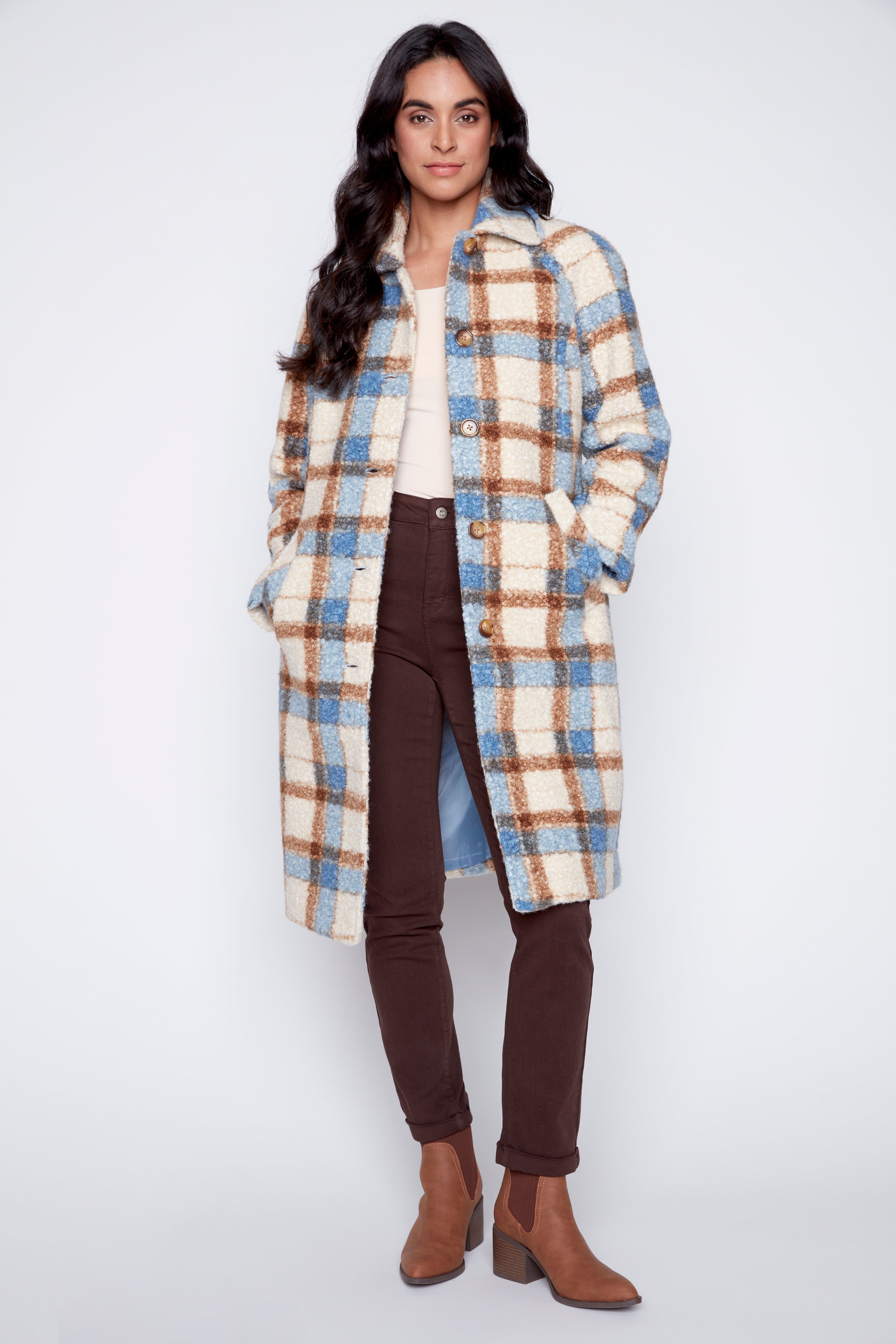 Boucle plaid coat