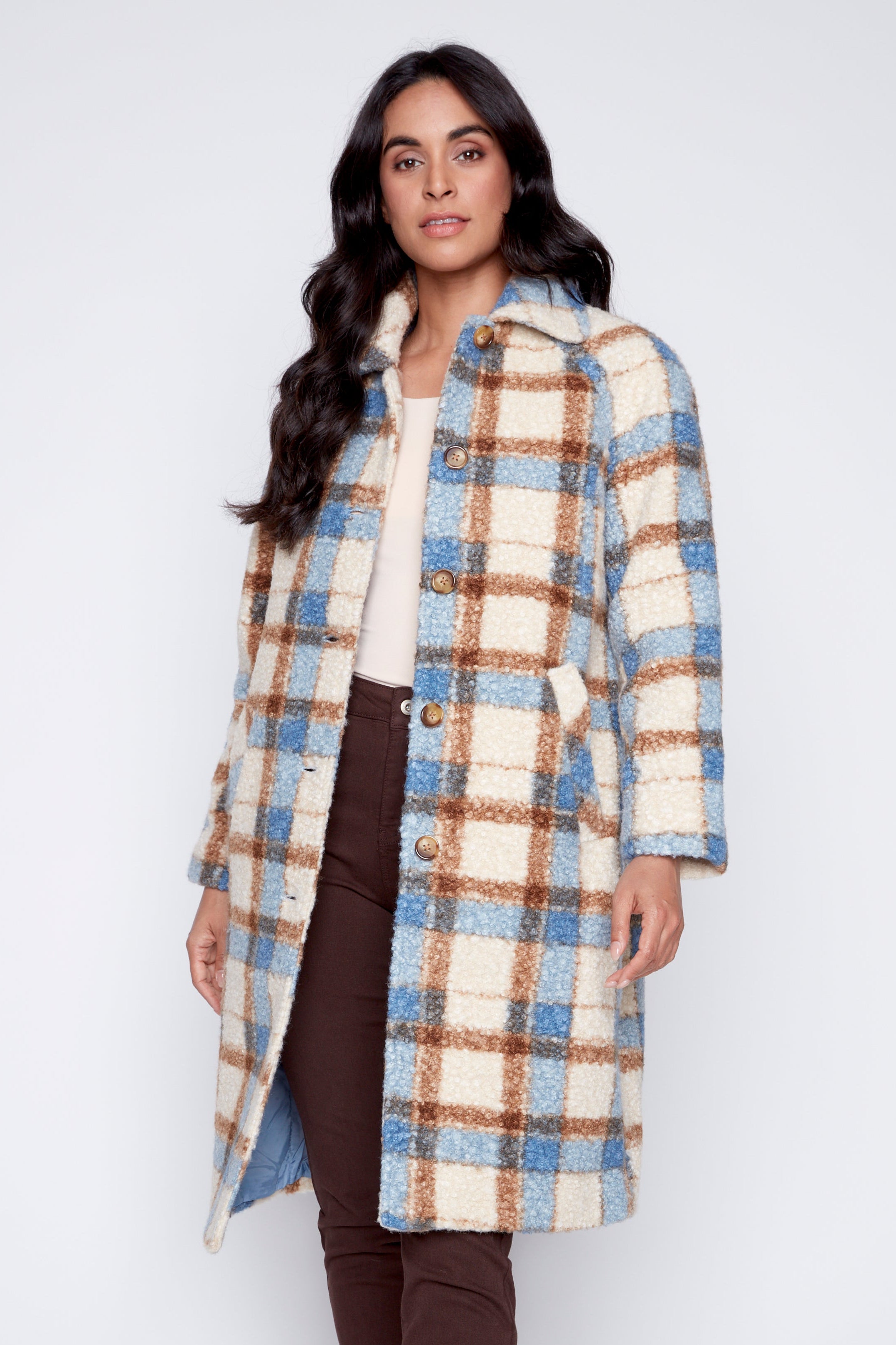 Boucle plaid coat