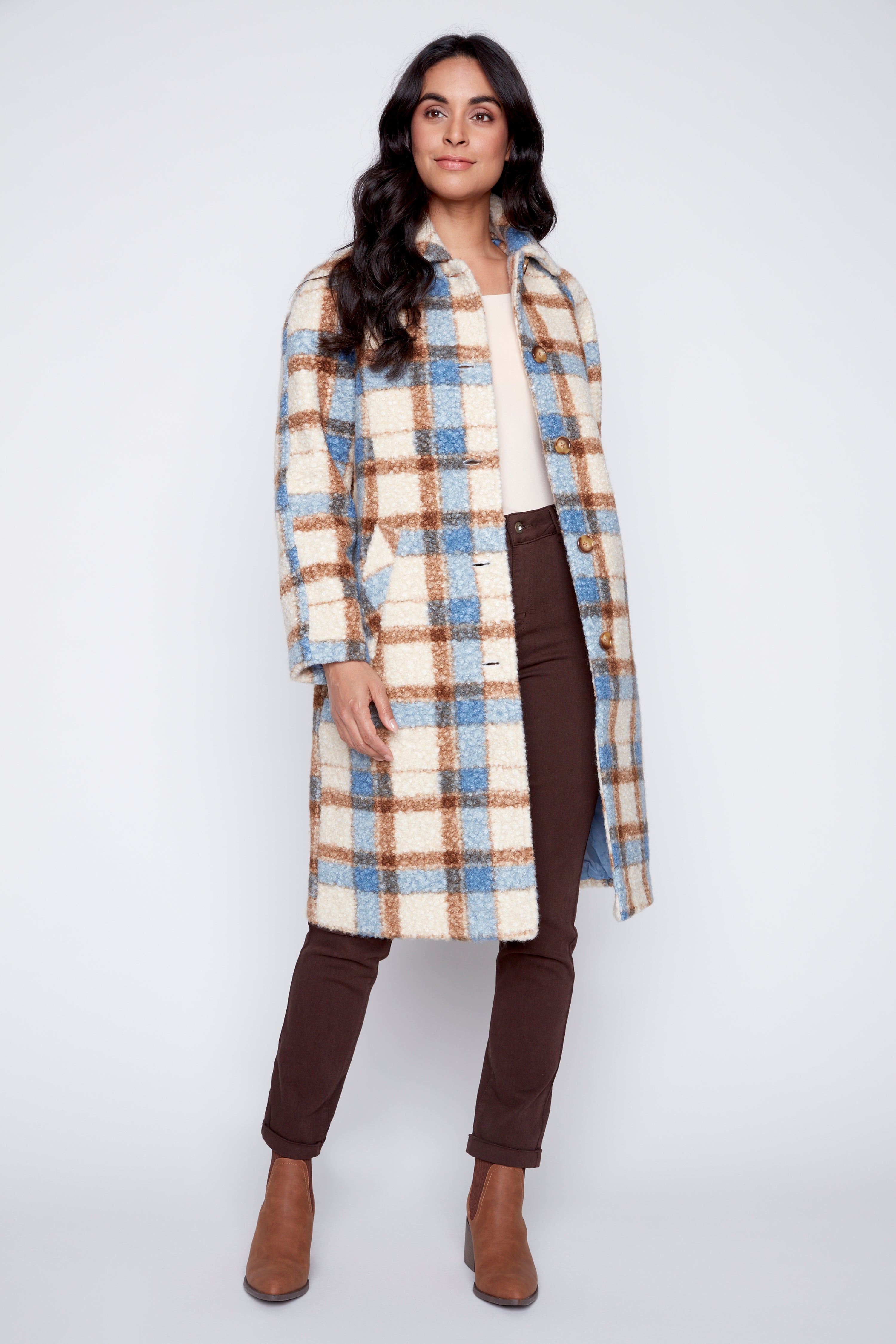 Boucle plaid coat