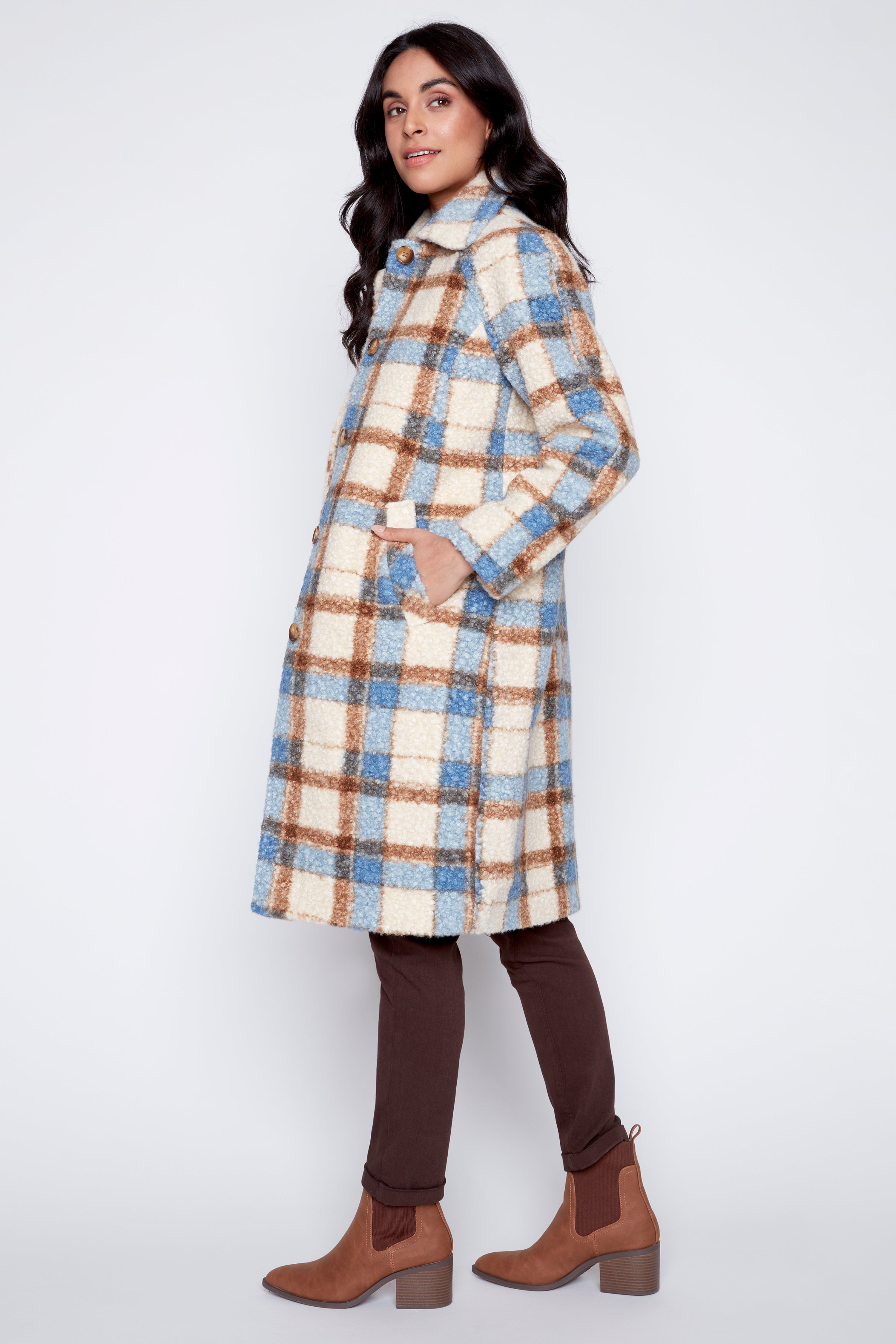 Boucle plaid coat