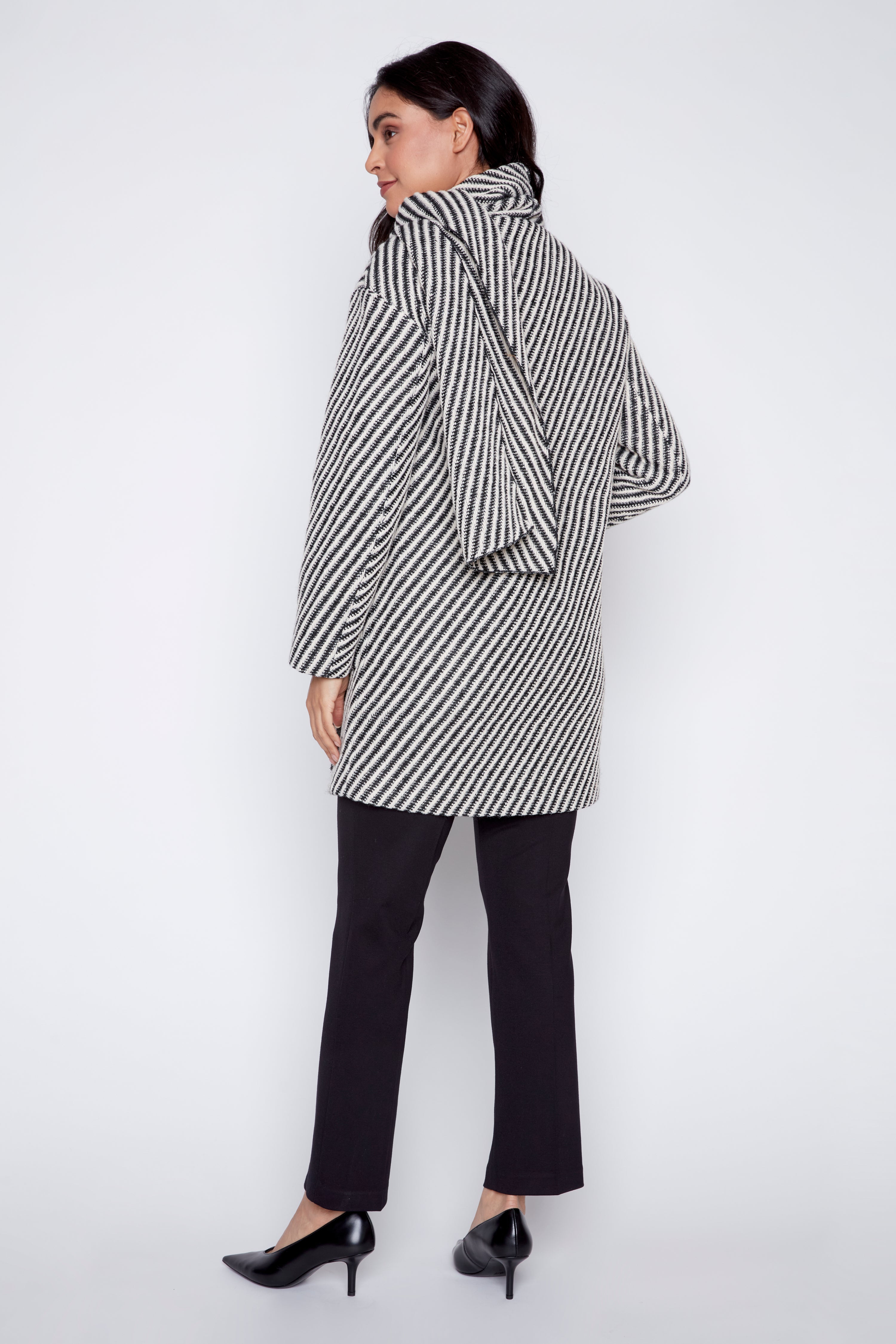 Textured coat with scarf