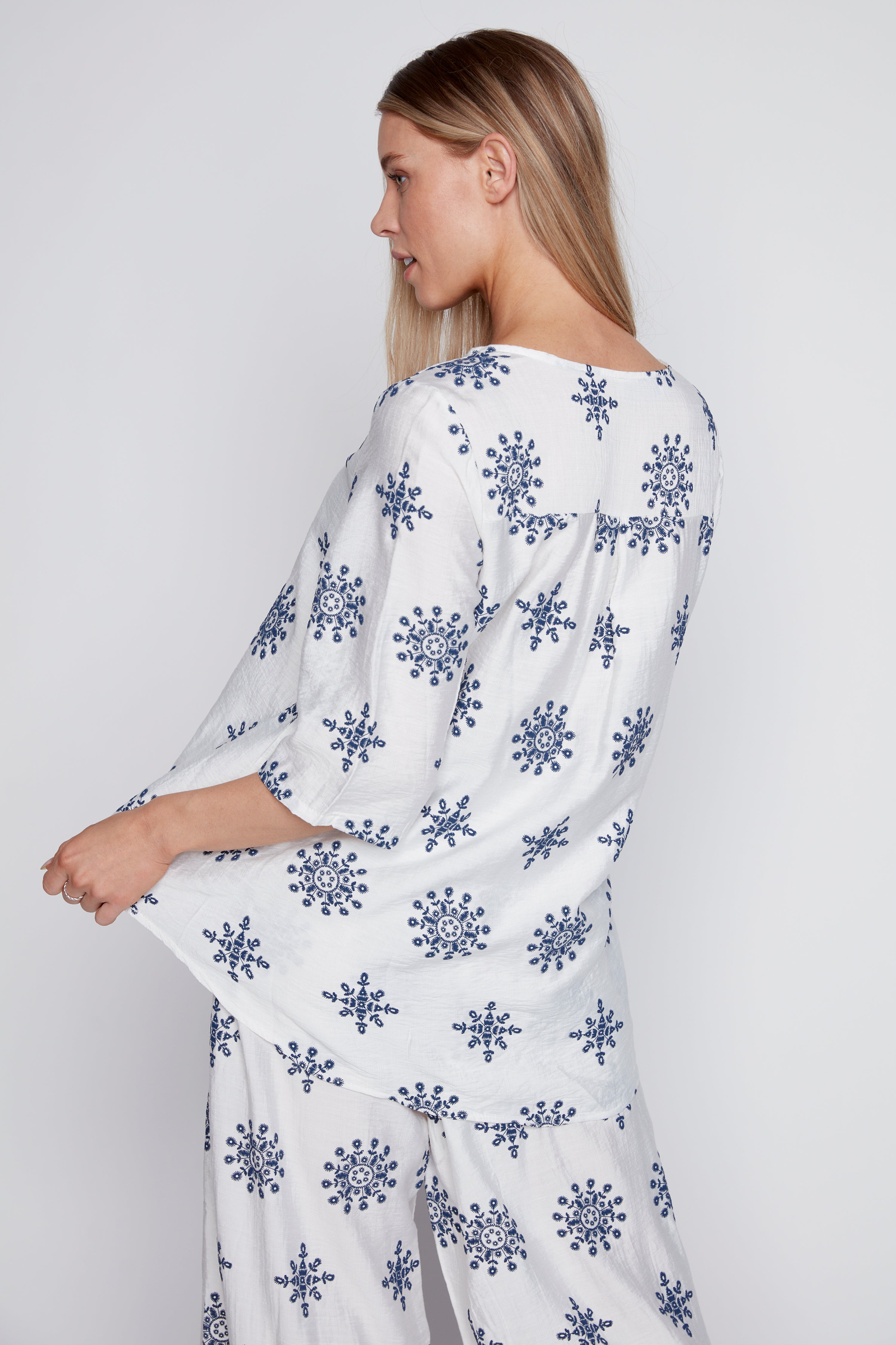 Printed V-neck top