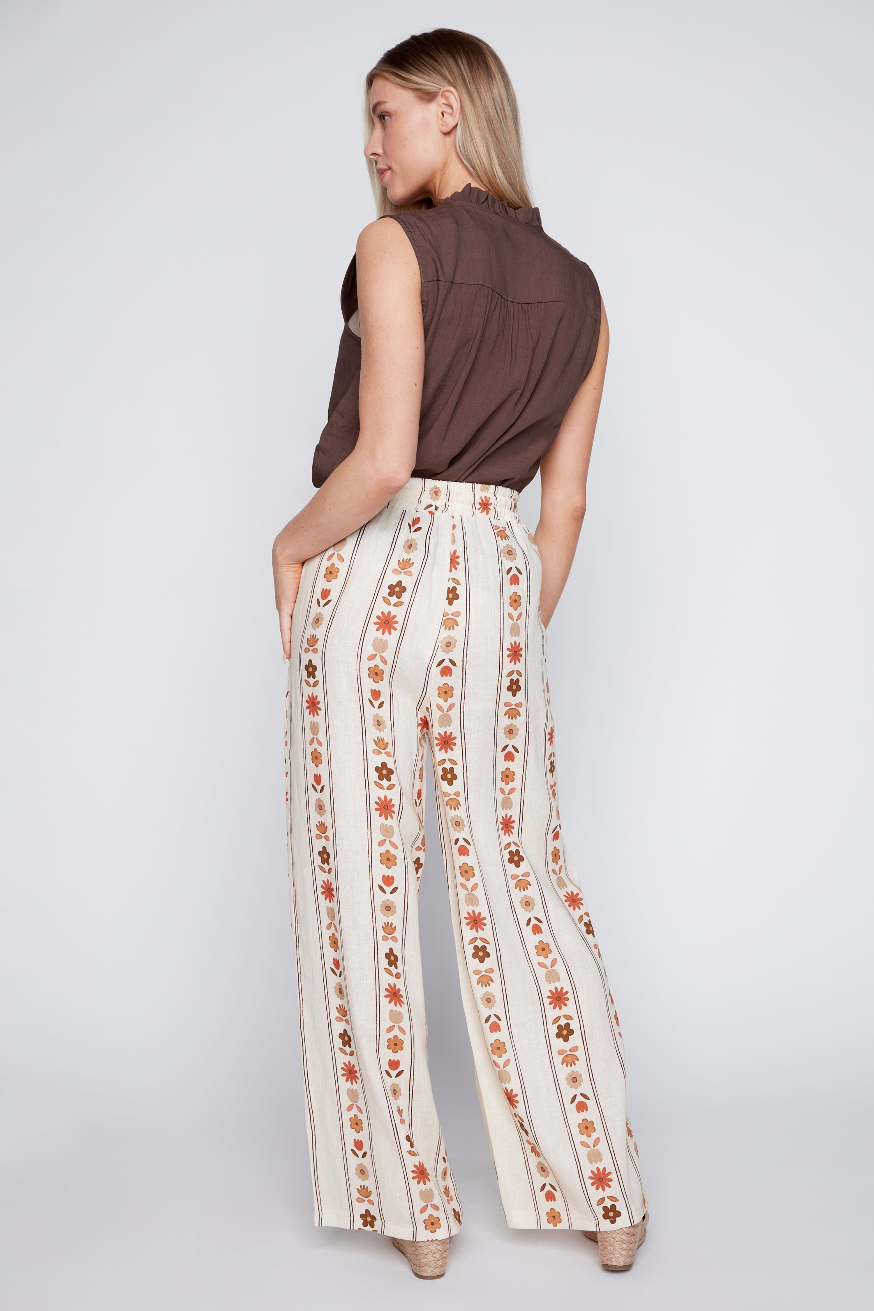 Printed linen palazzo pant