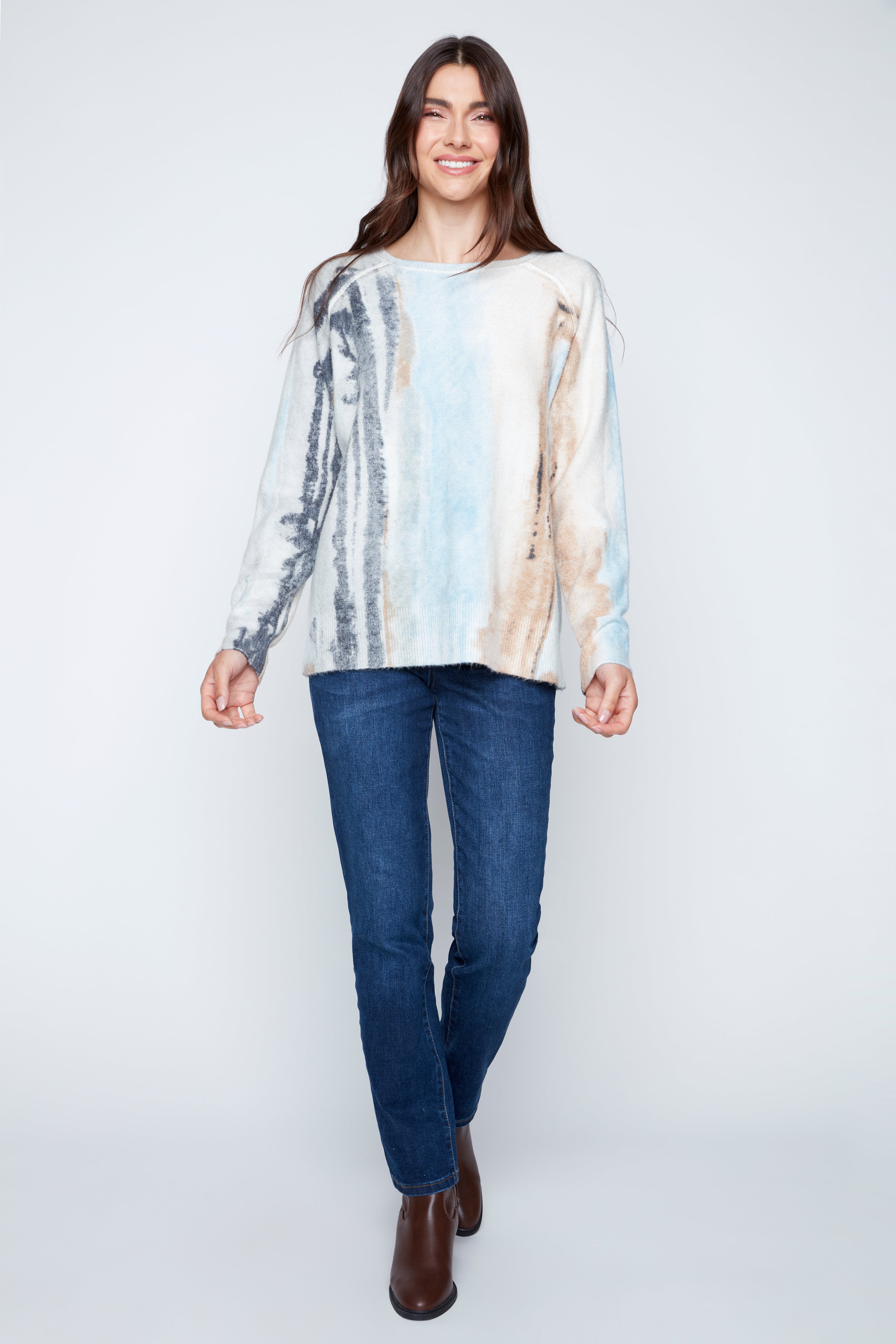 Reversible abstract print sweater