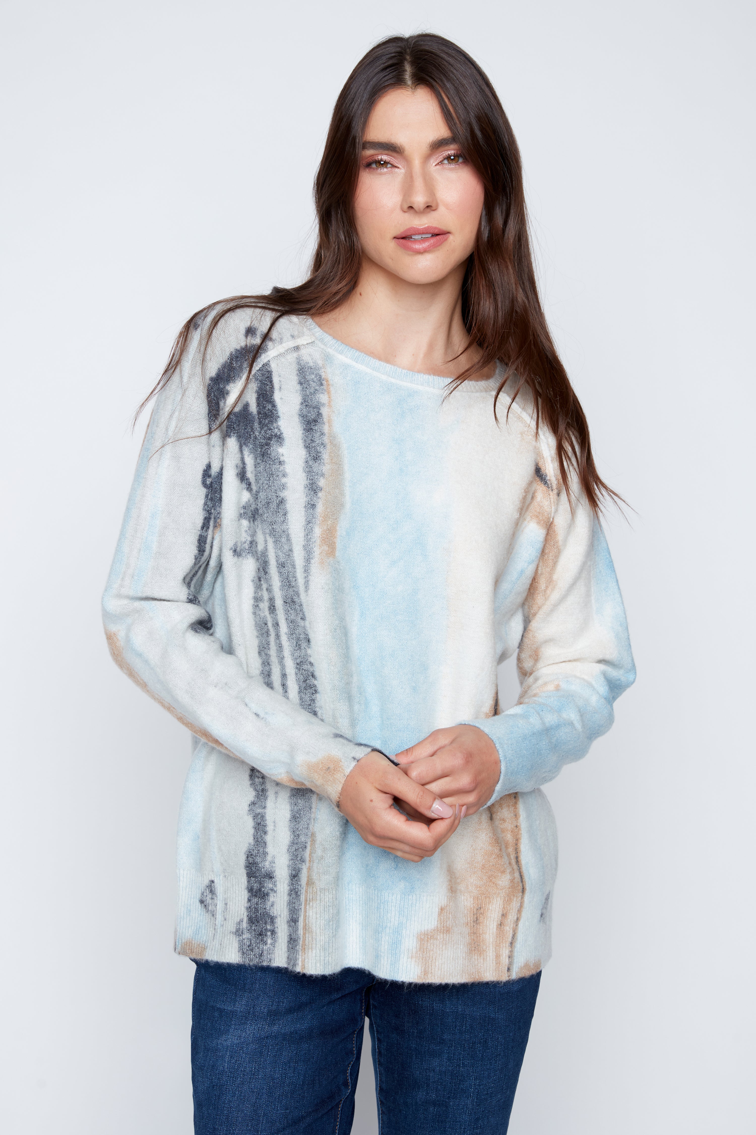 Reversible abstract print sweater