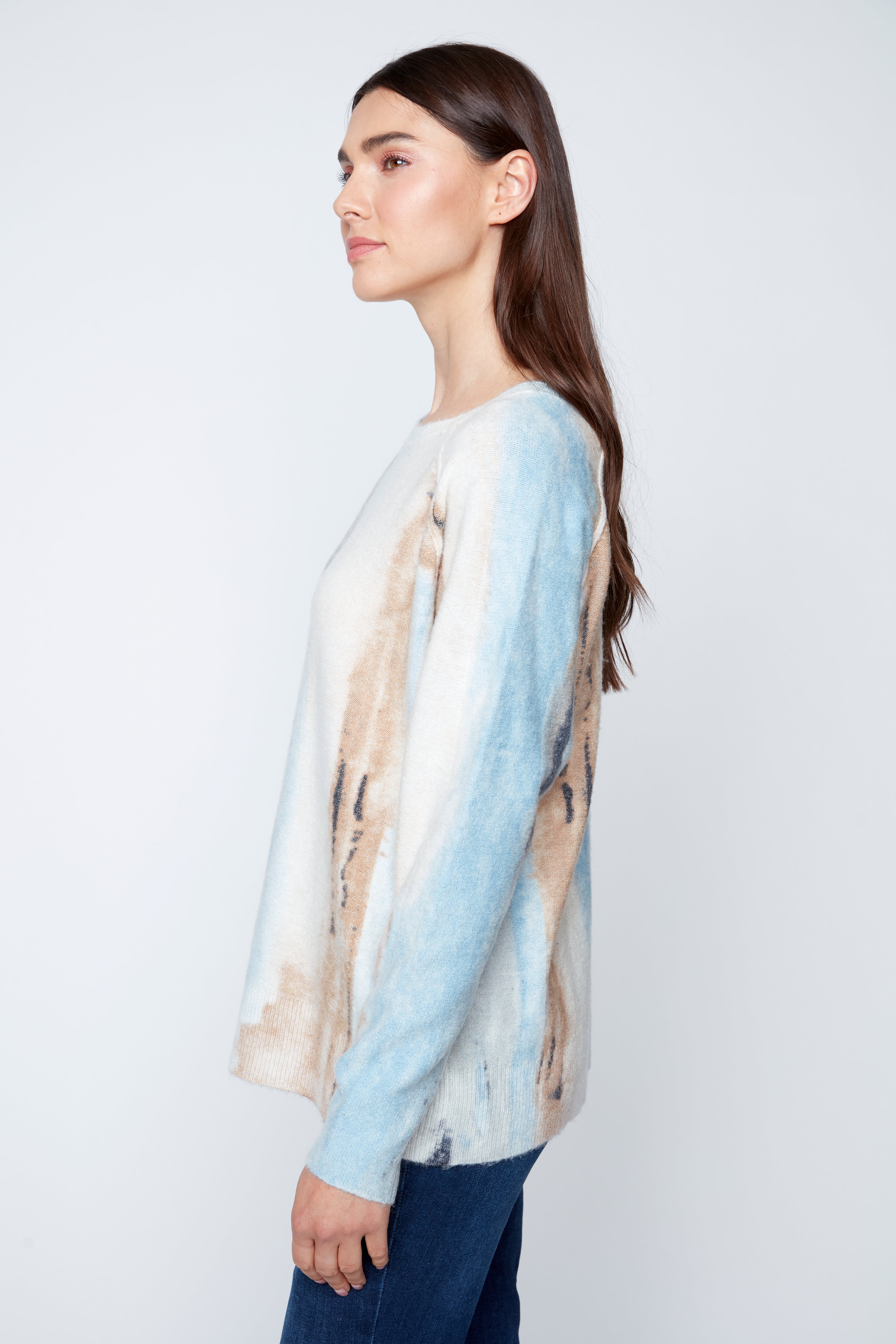 Reversible abstract print sweater