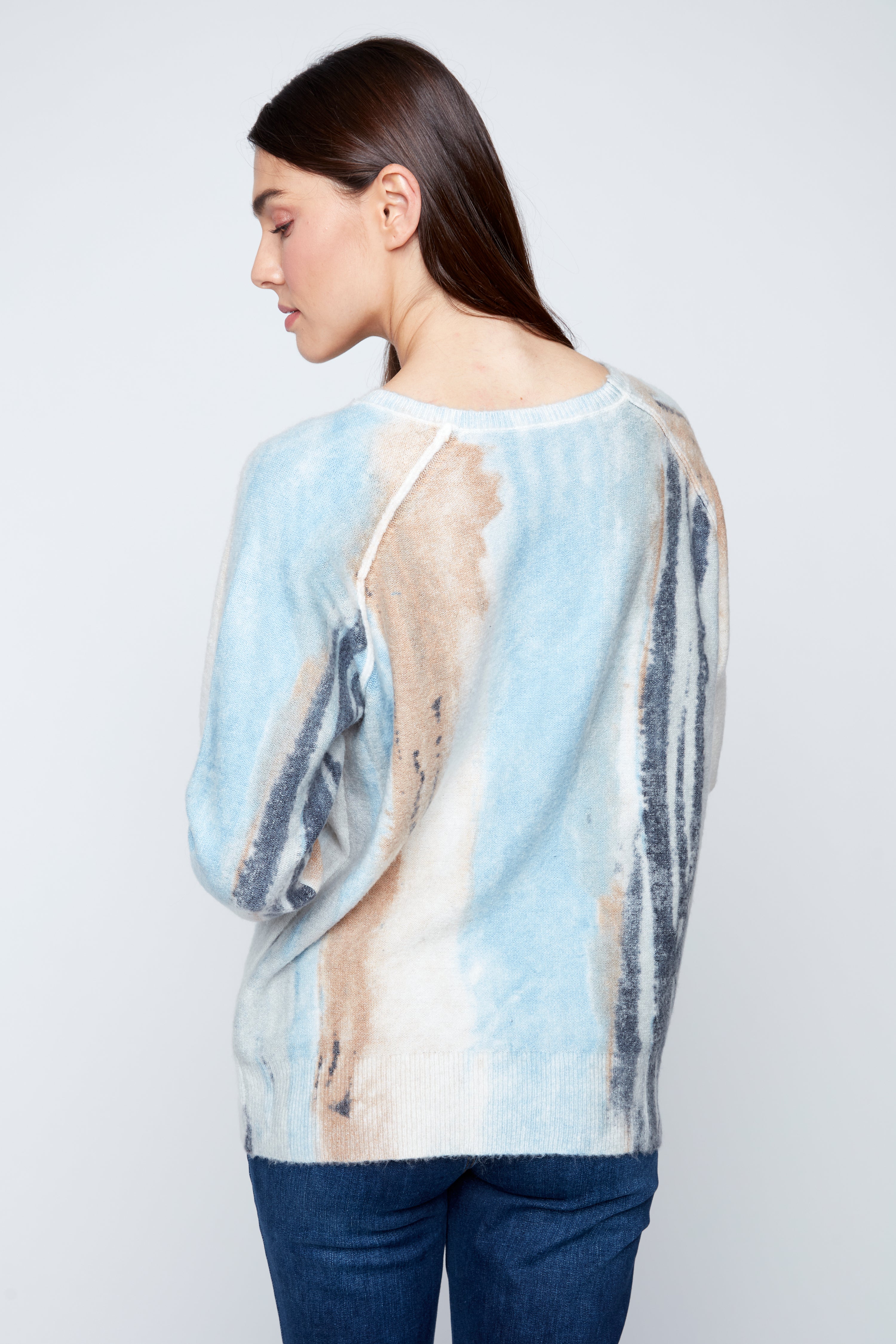 Reversible abstract print sweater