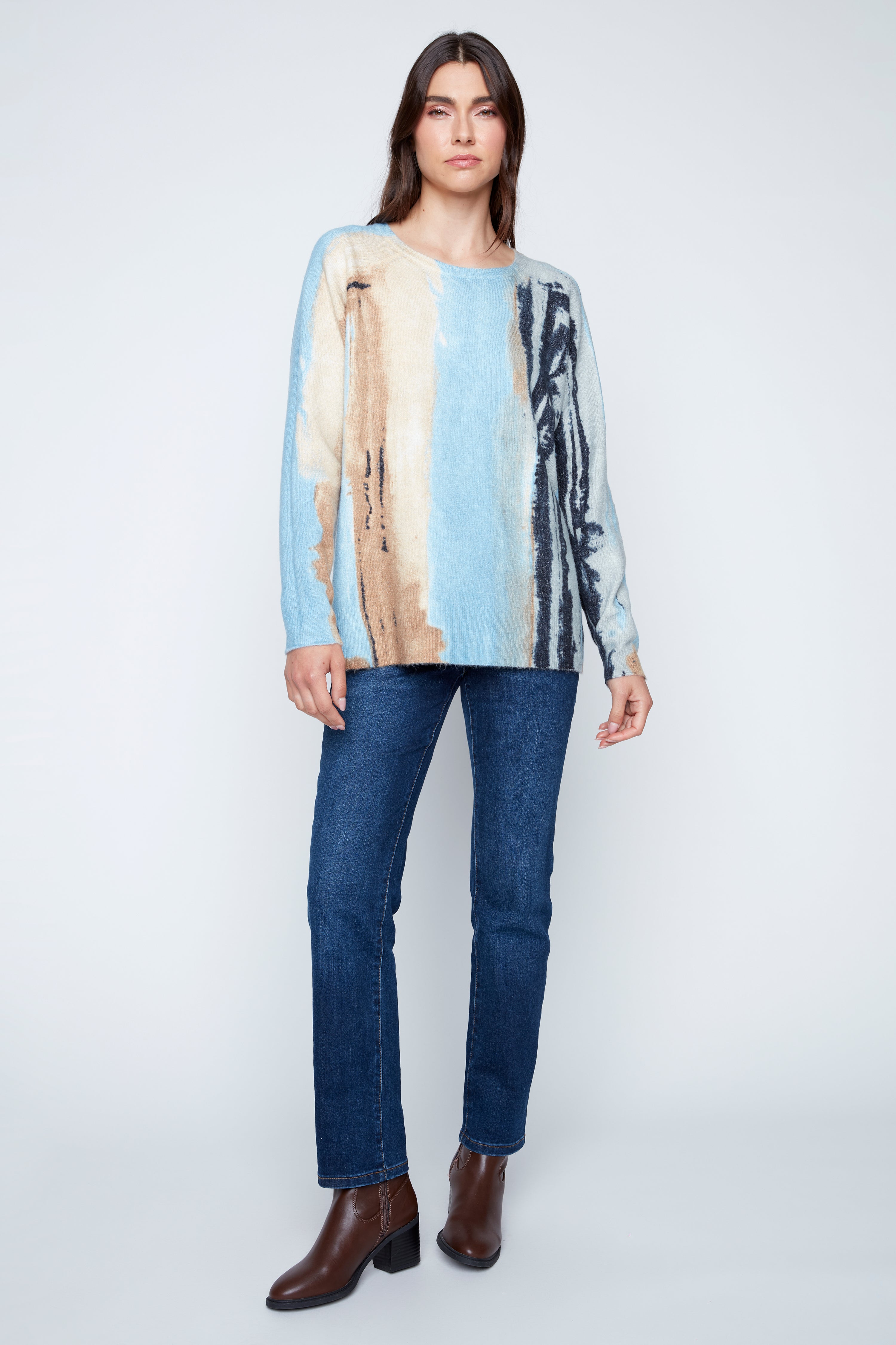 Reversible abstract print sweater