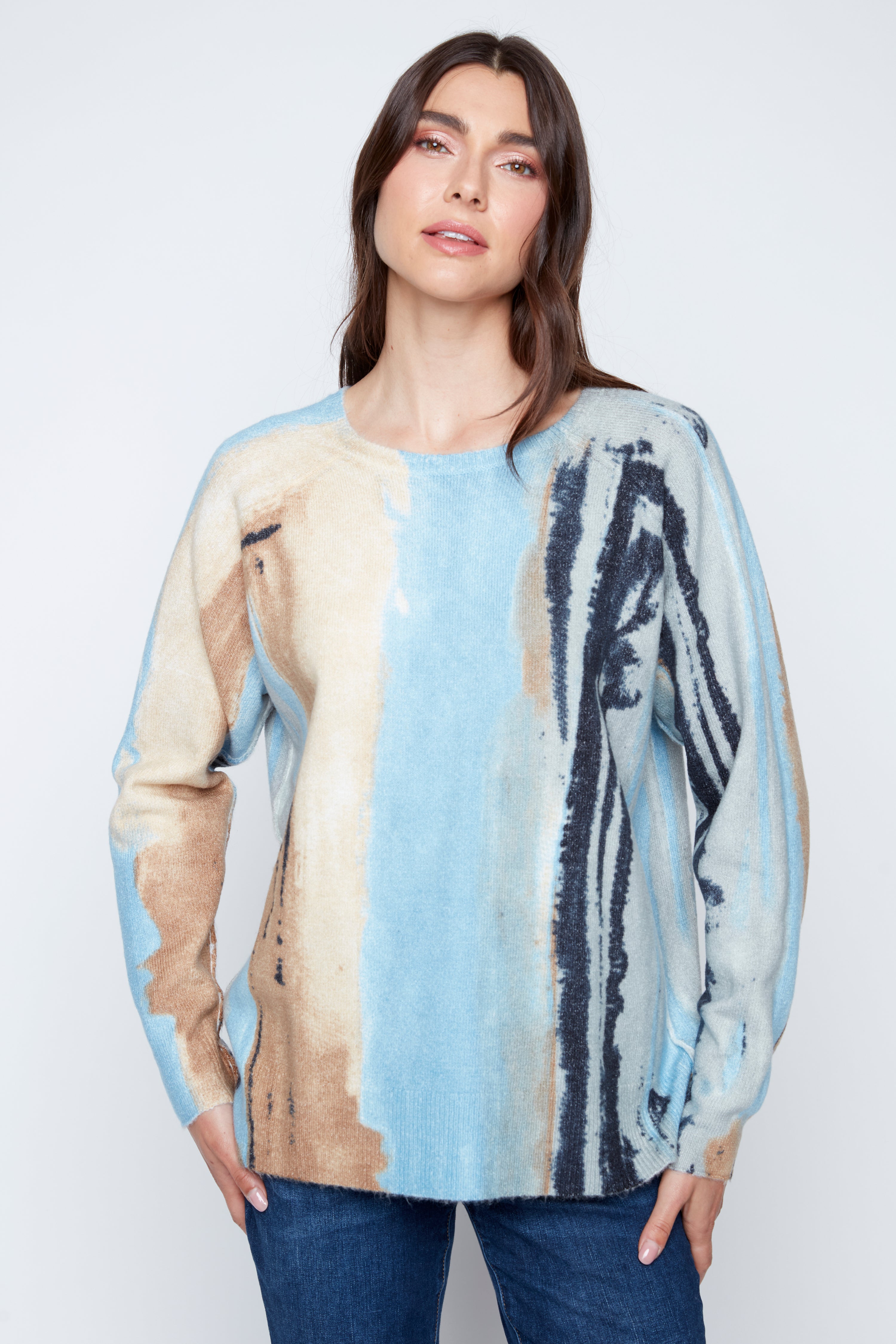 Reversible abstract print sweater
