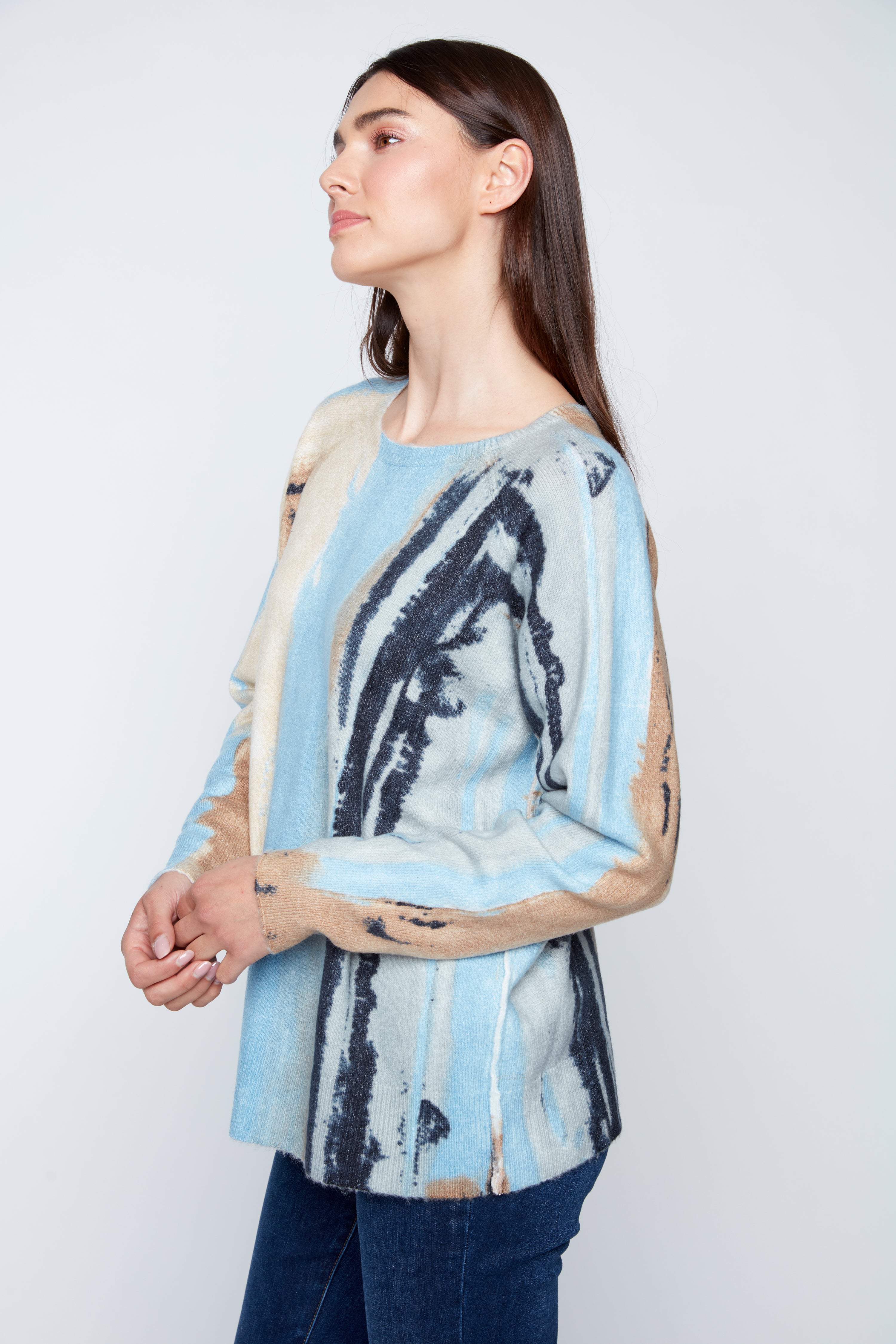 Reversible abstract print sweater