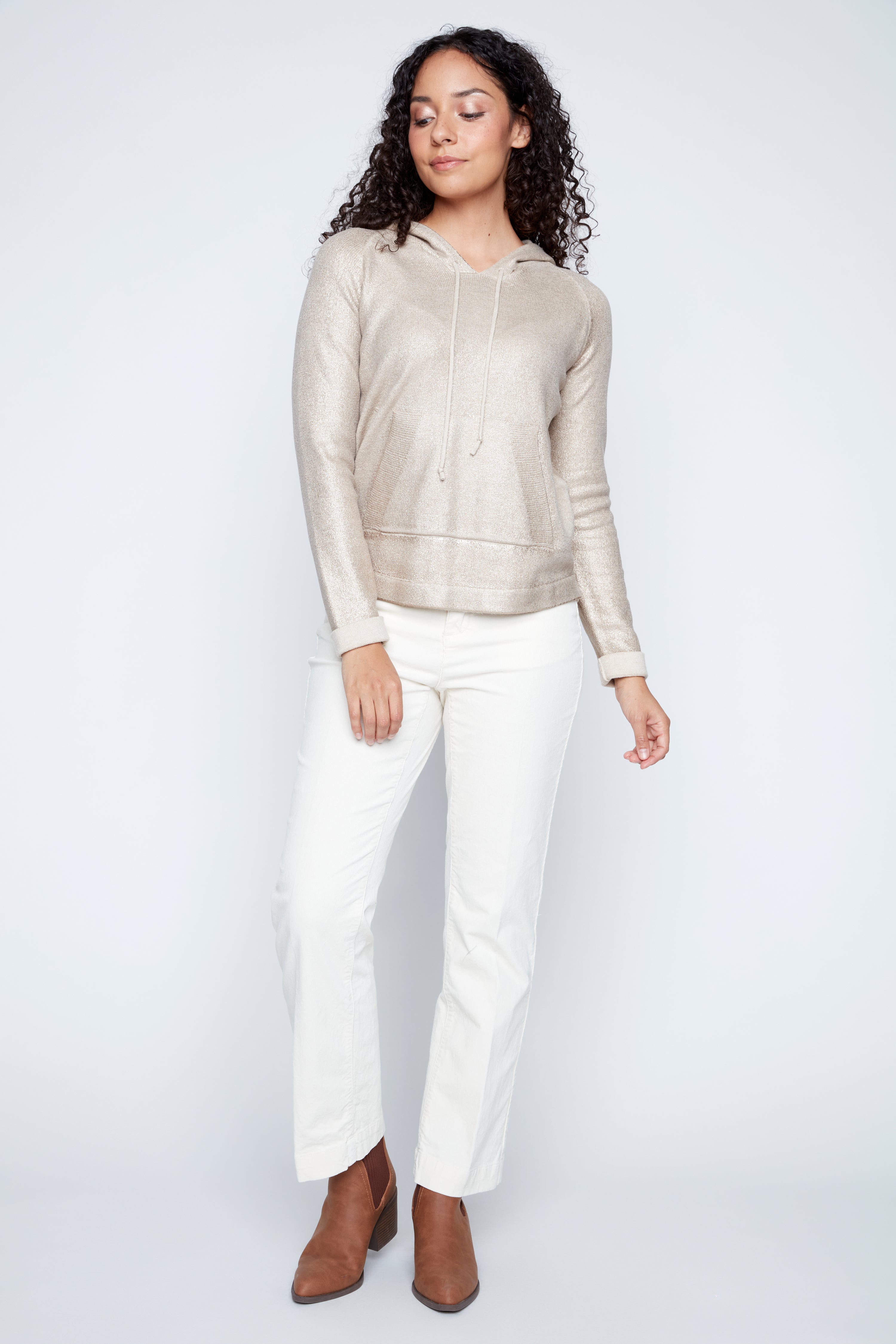 Metallic kangaroo sweater