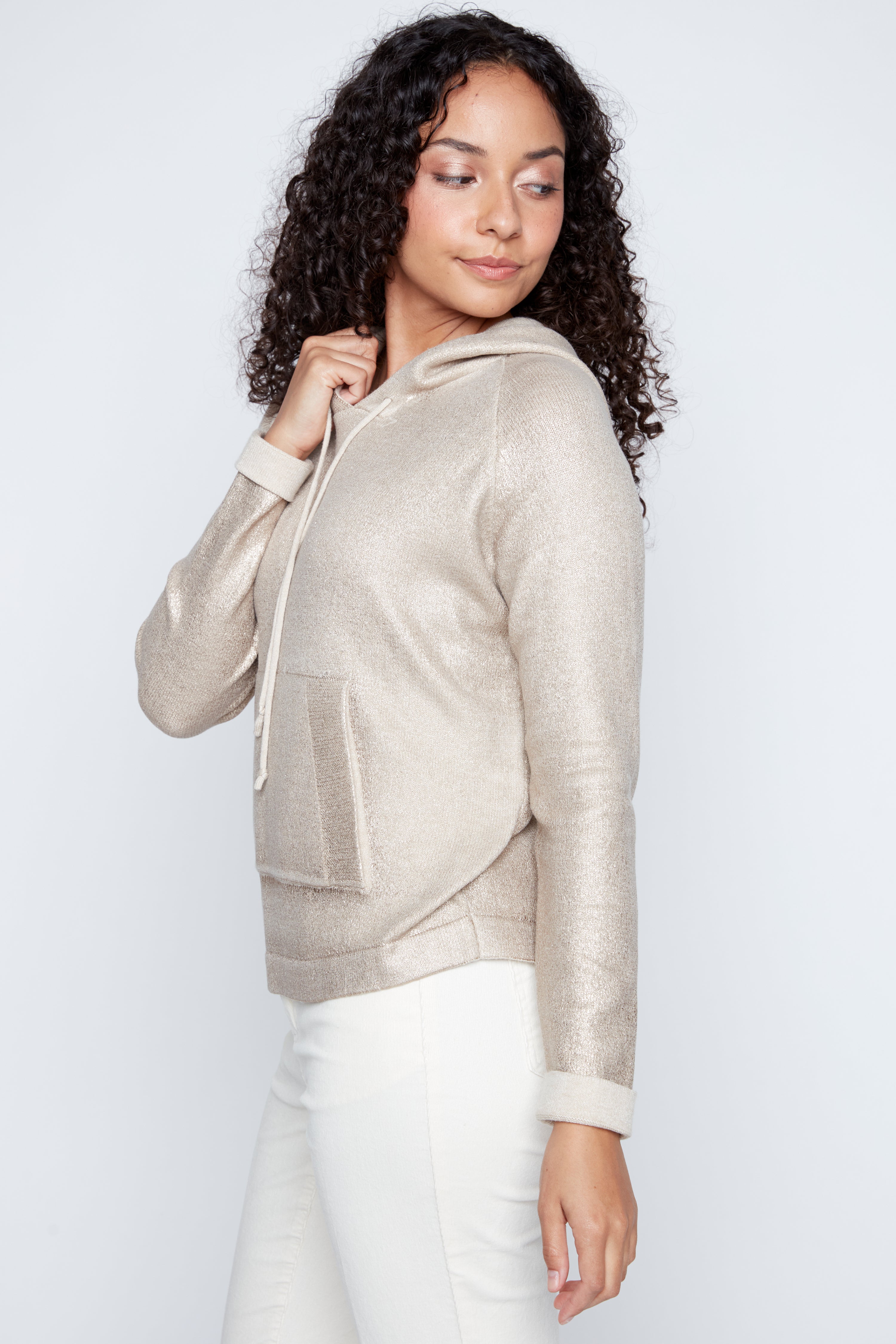 Metallic kangaroo sweater