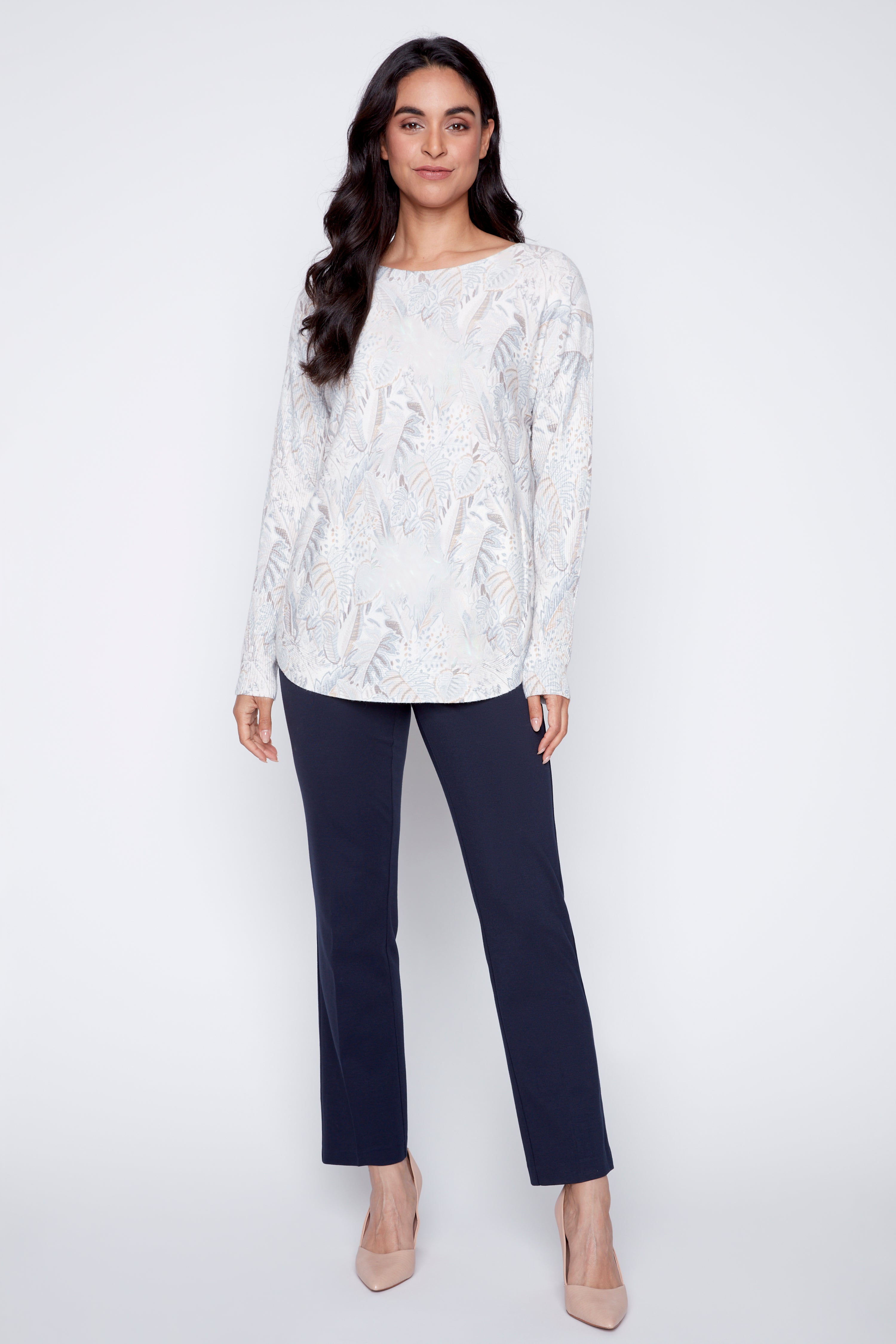 Foliage print sweater