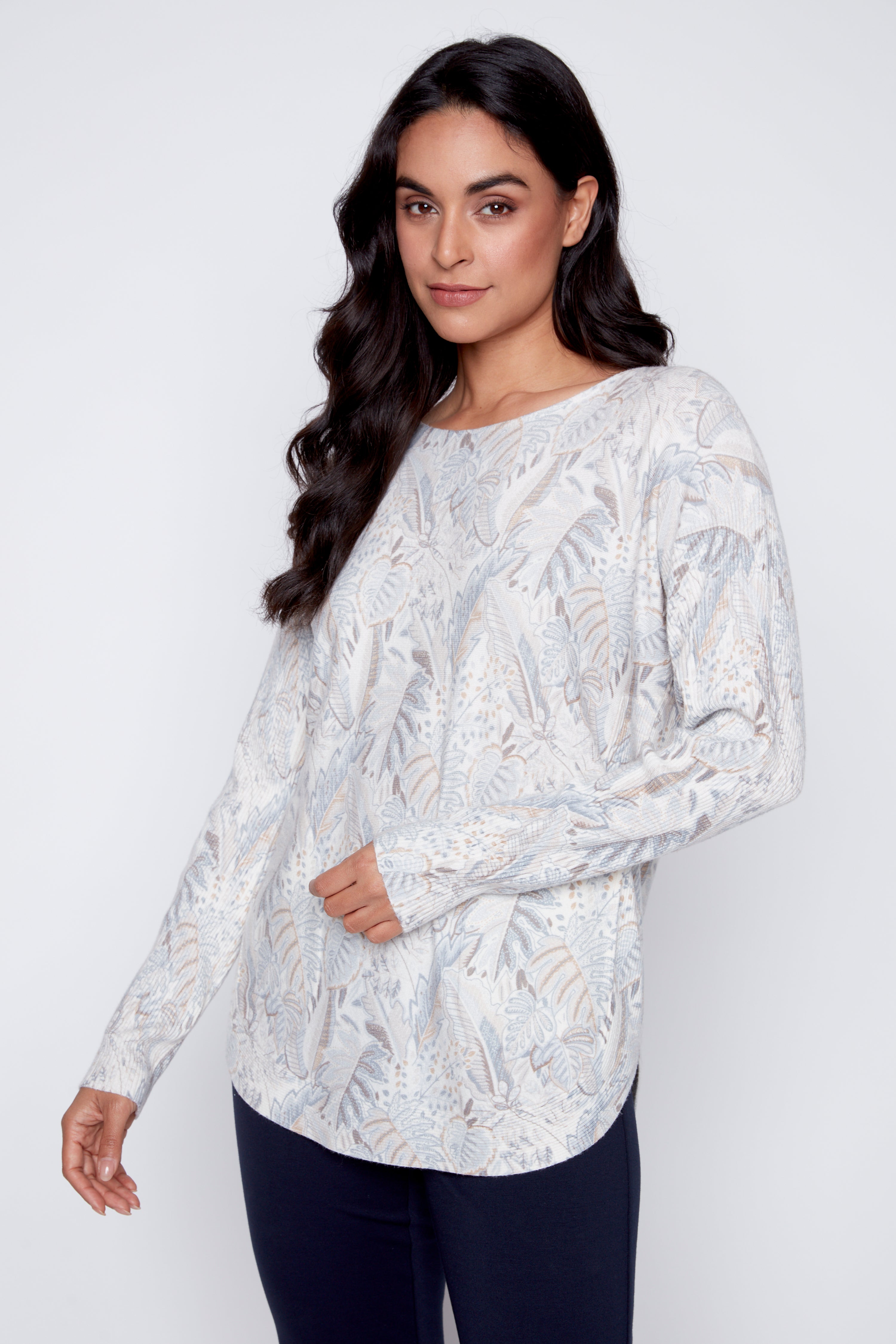 Foliage print sweater