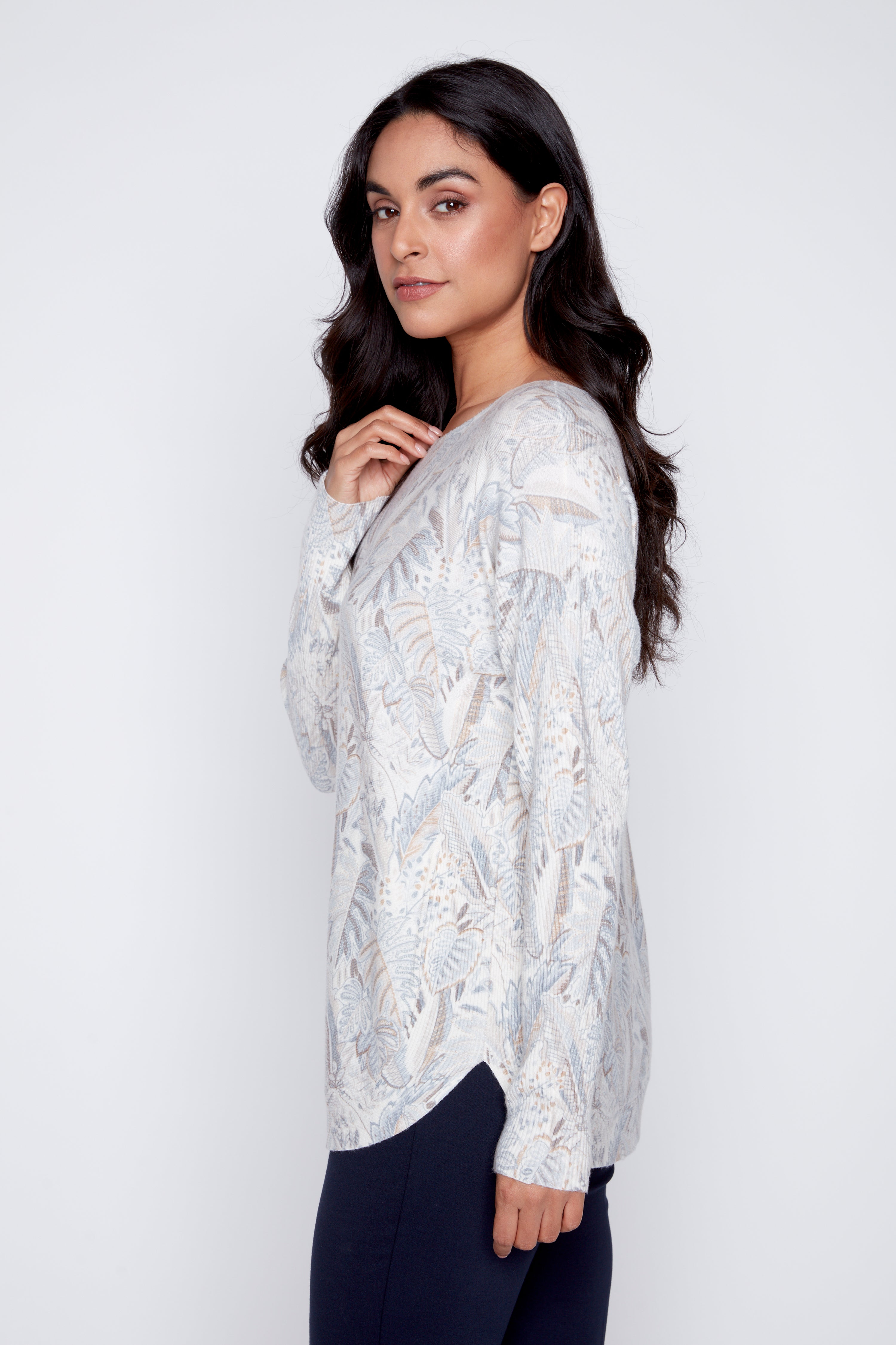 Foliage print sweater