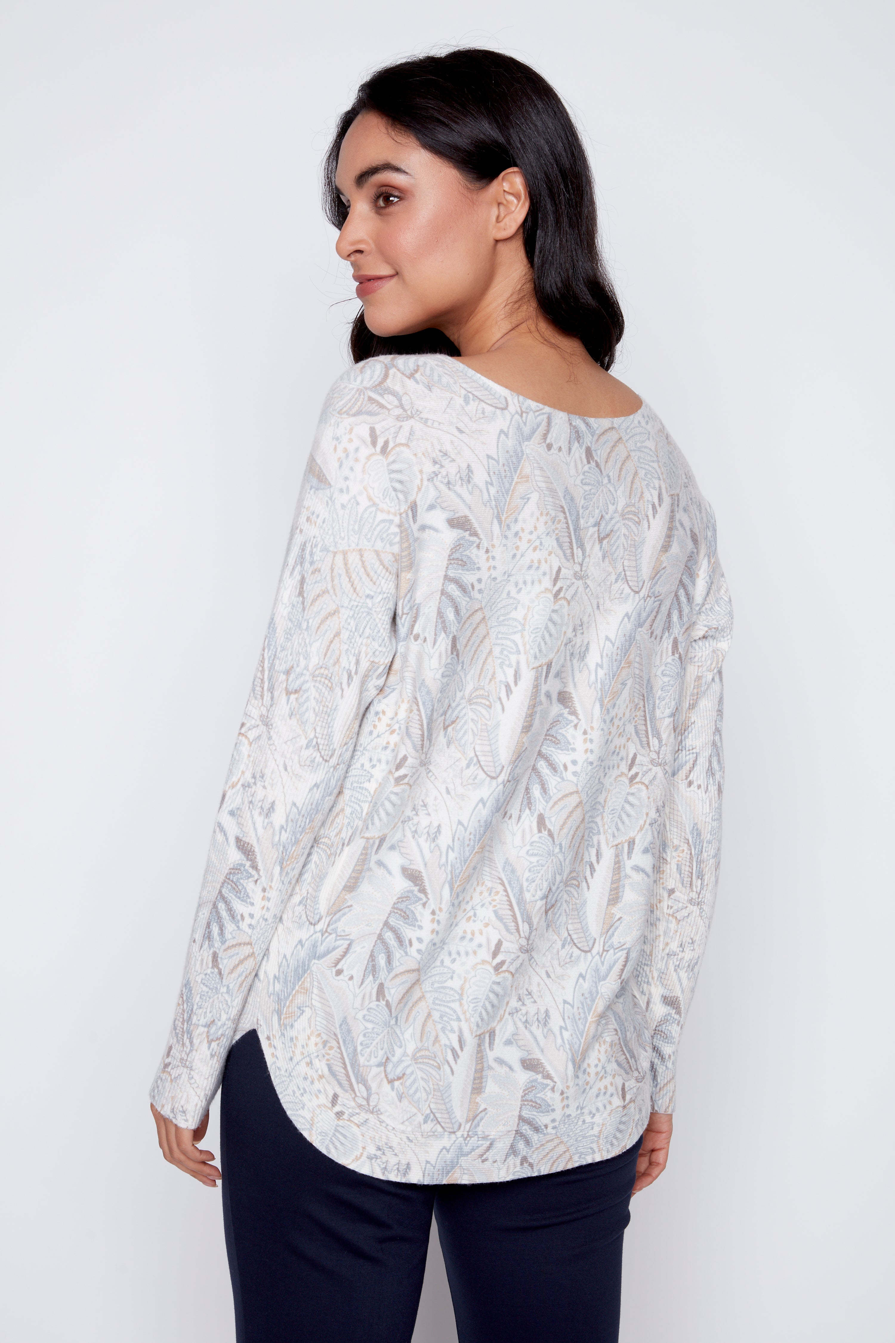 Foliage print sweater