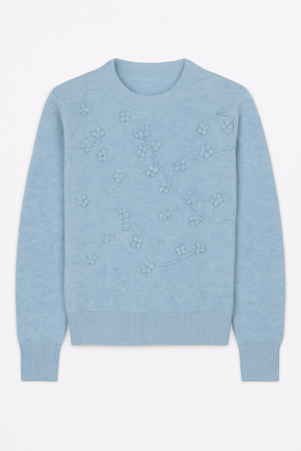 Tonal floral embroidery sweater