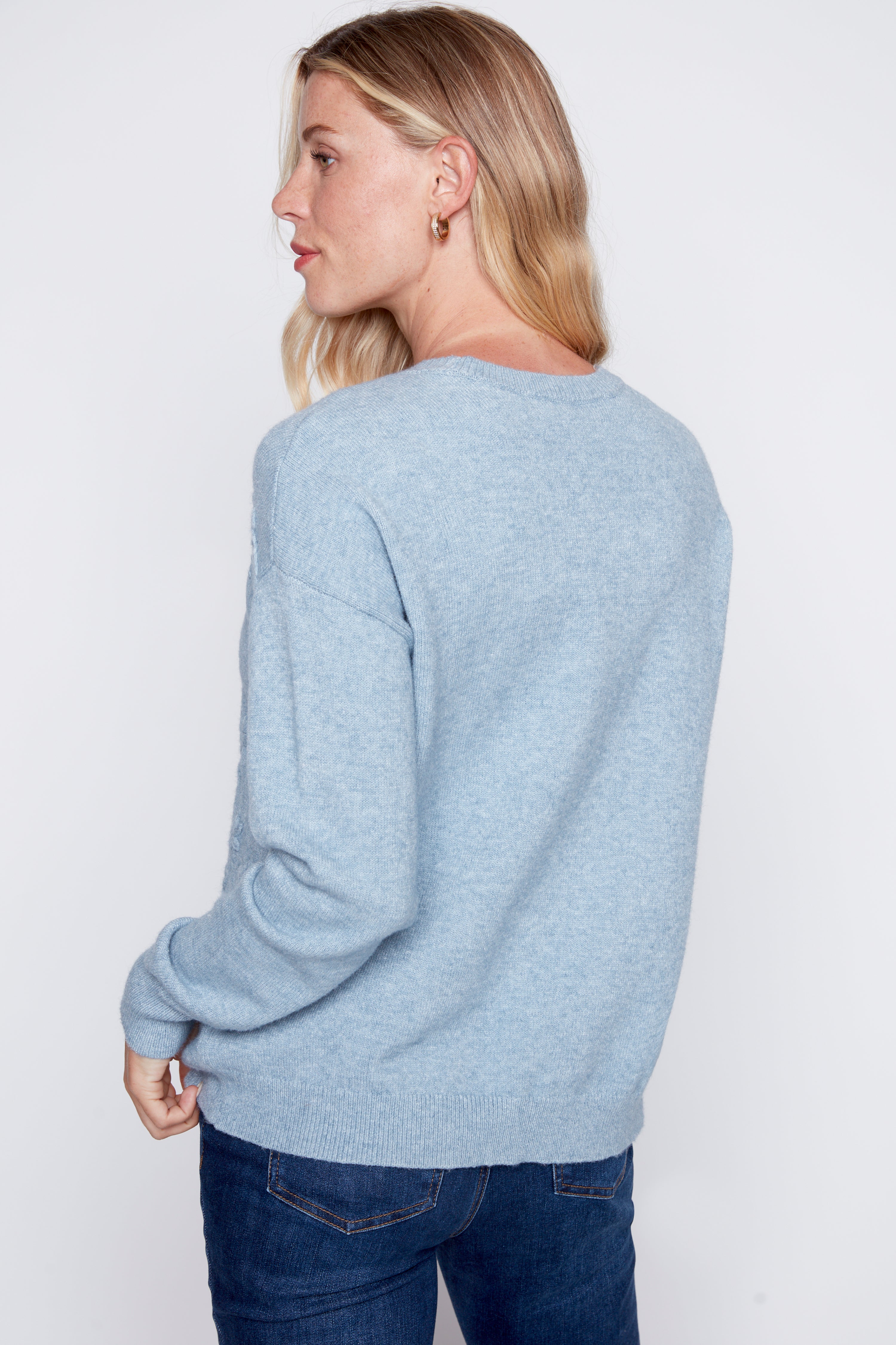 Tonal floral embroidery sweater