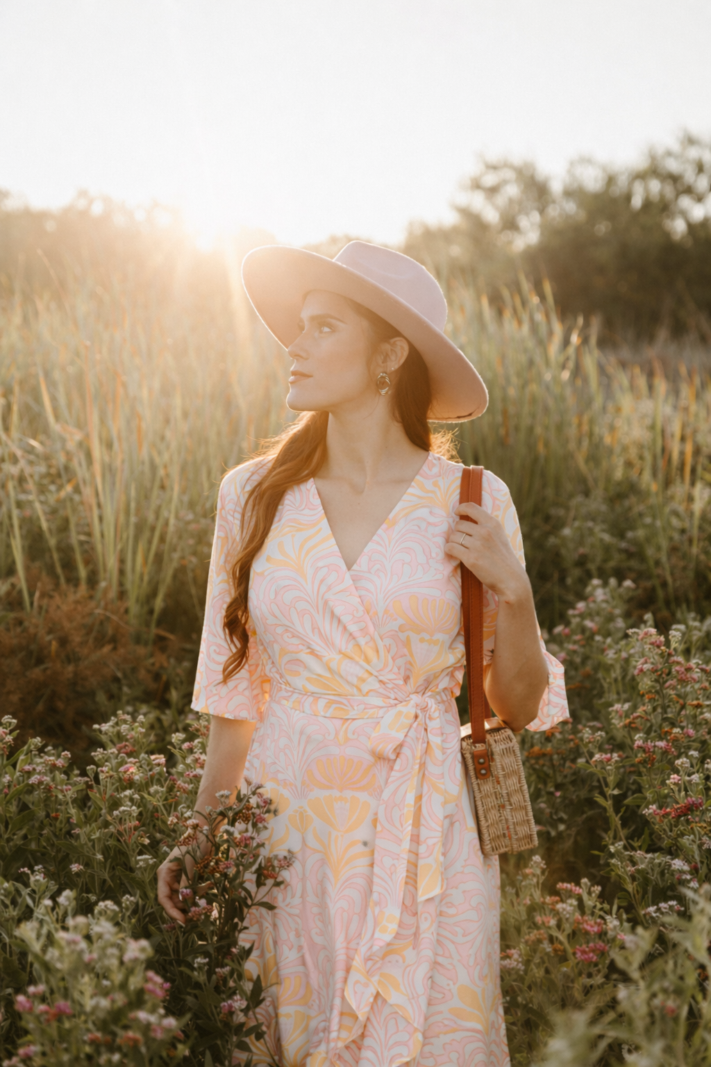 Faux wrap ruffle dress